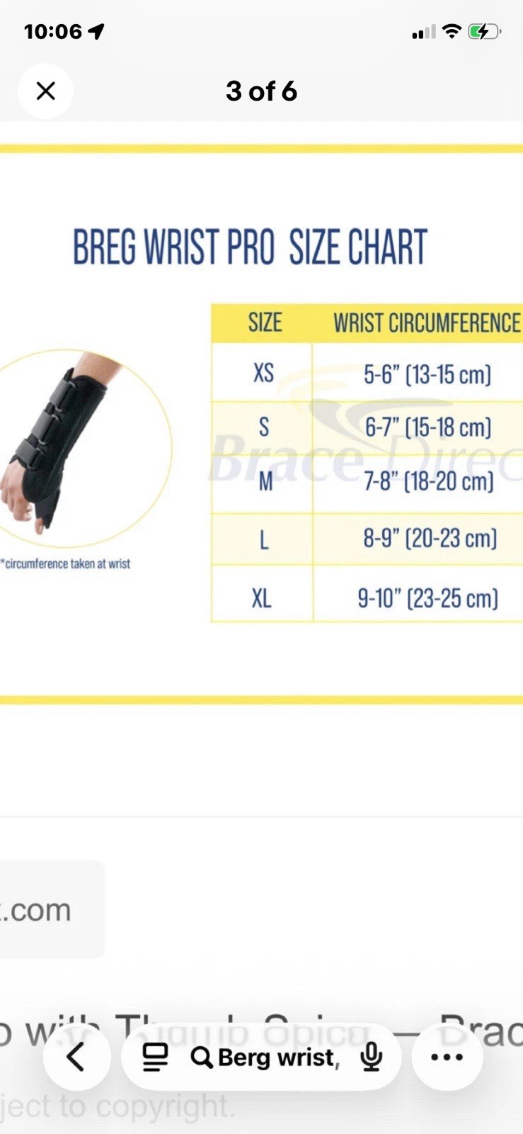 BREG Wrist PRO TSPICA Brace Size Medium RIGHT Wrist with Thumb Spica 7-8” NEW