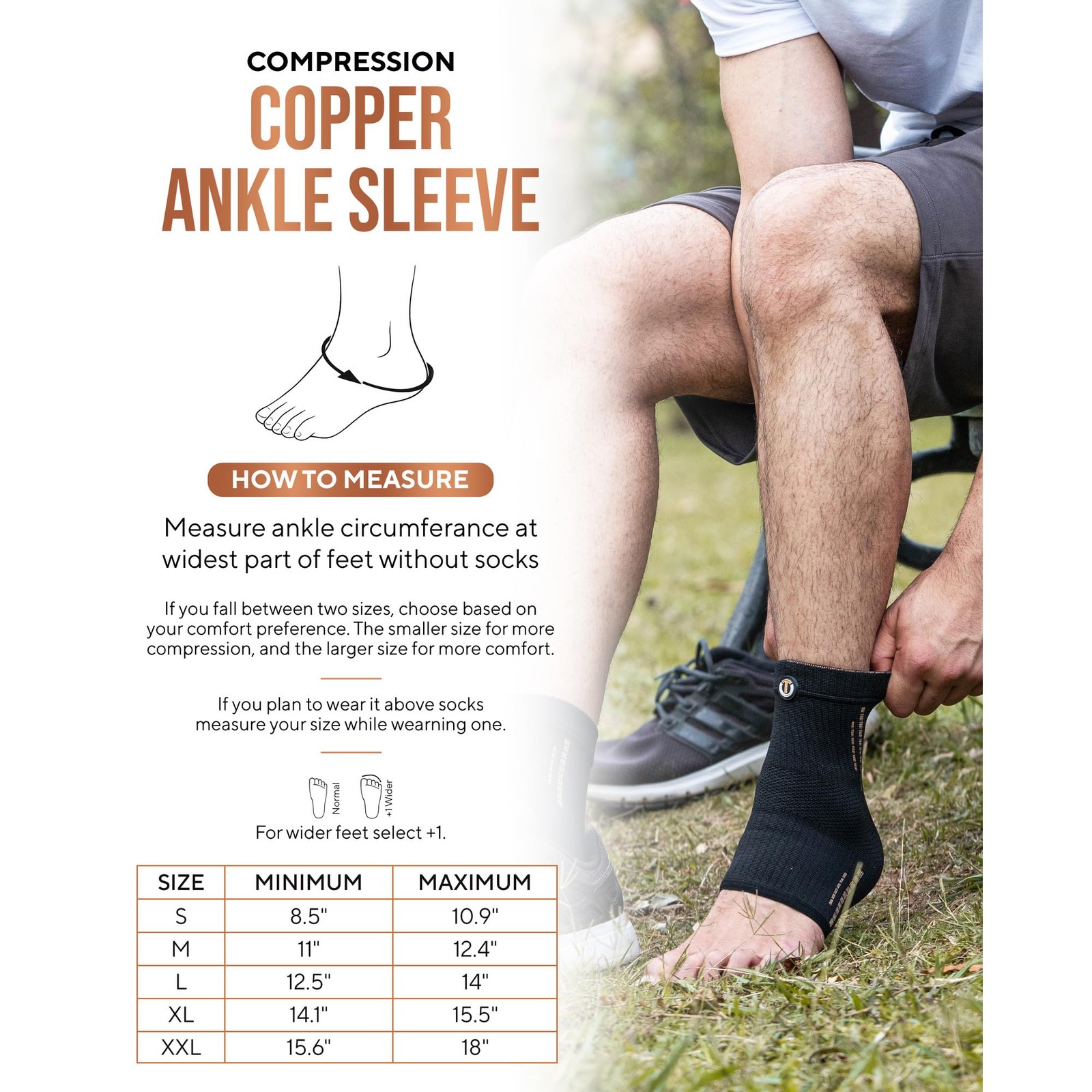 TheraCopper Copper Ankle Brace (2 Pack) — Compression Ankles Brace for Men & Wom