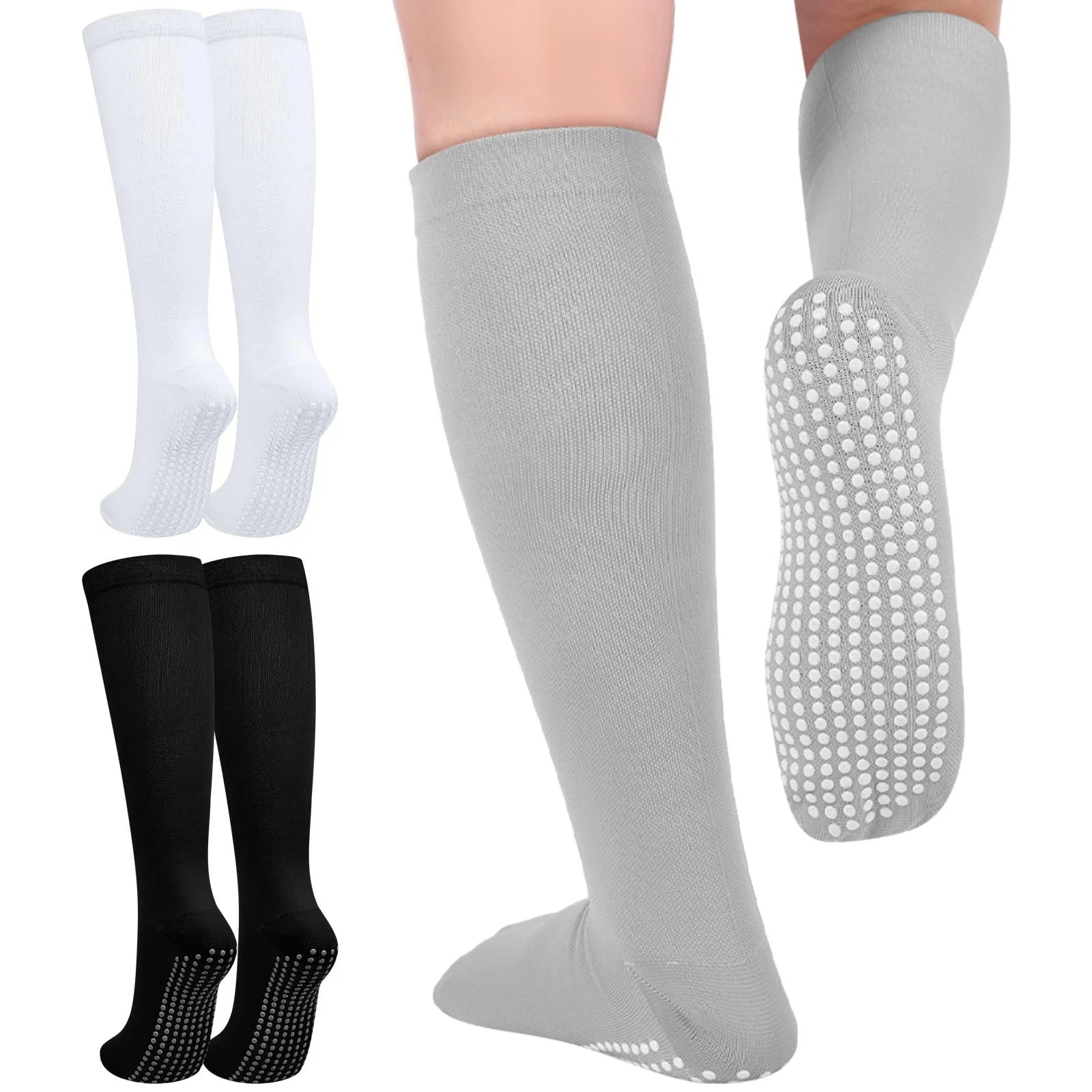 3 Pair Non Slip Compression Socks for Women Men 20-30 Mmhg Anti Skid Graduate…