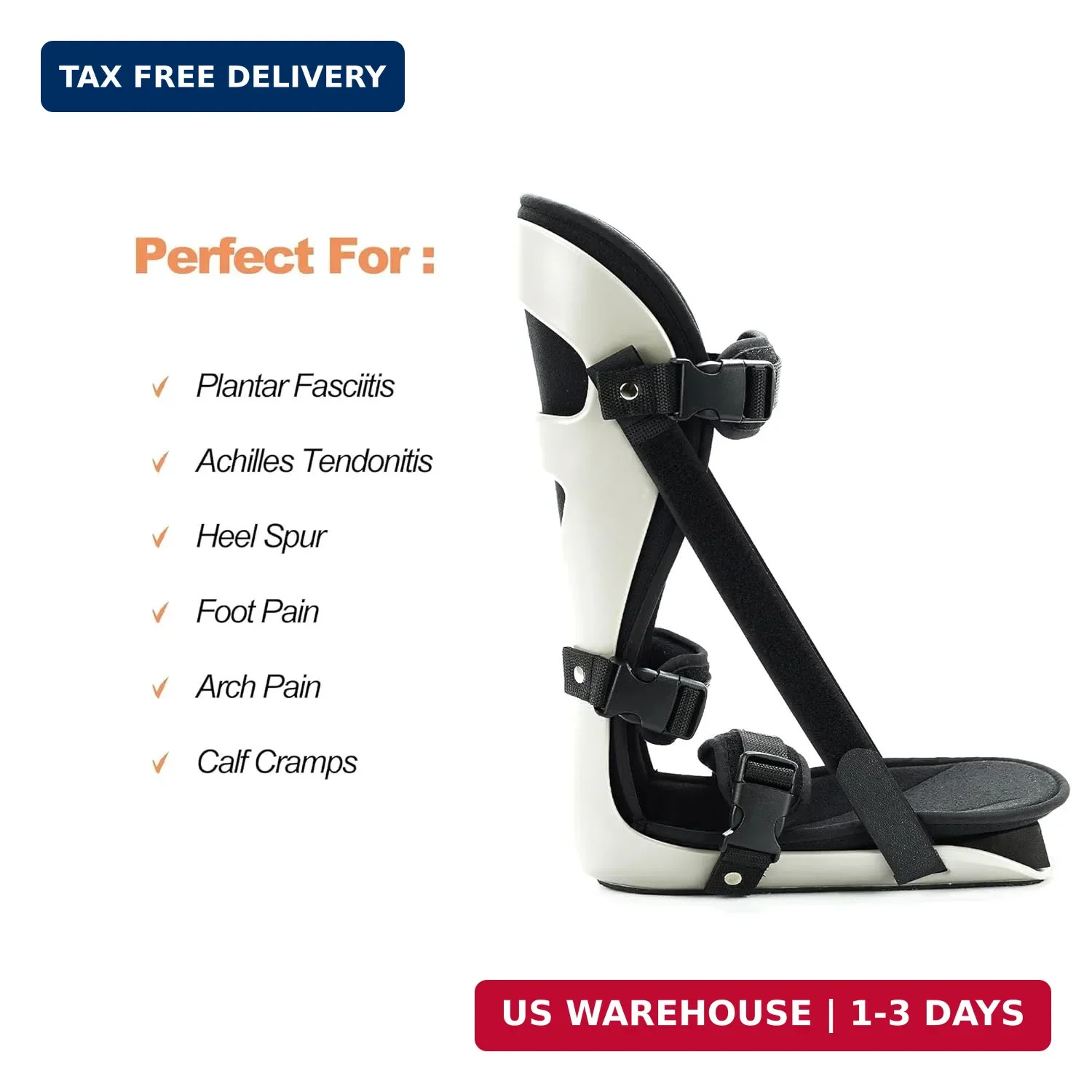 Plantar Fascitis Night Splint Adjustable Leg Support Brace for Fascia, Tendon an