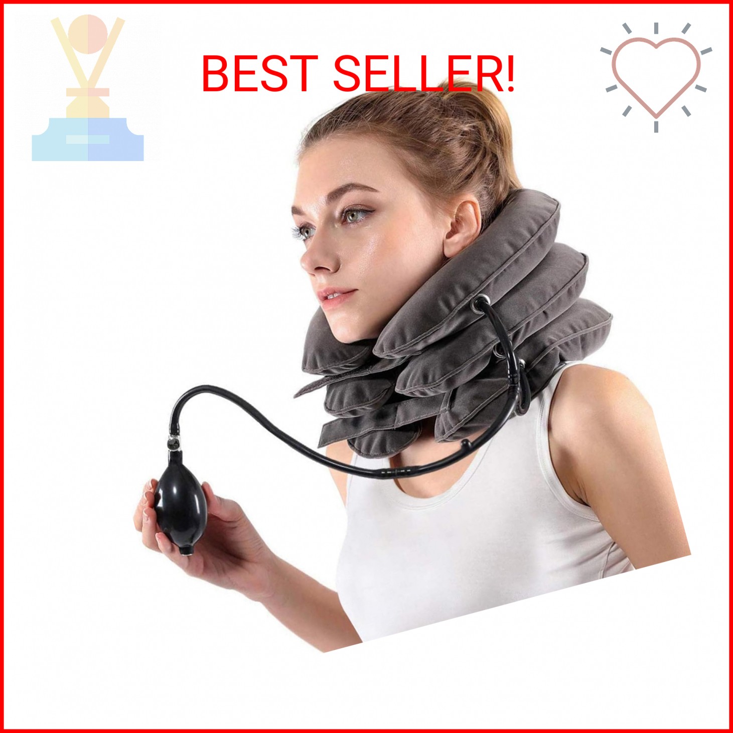 S Cervical Neck Traction Device for Instant Neck Pain Relief – Inflatable & Adju
