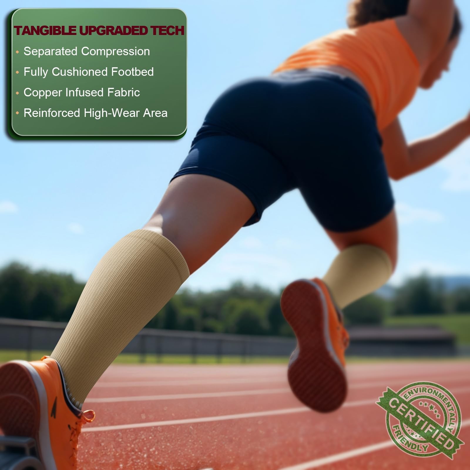 Men Compression Socks 3Pairs-Knee High Socks 15-20 Pressure Unise- Cushioned Sol
