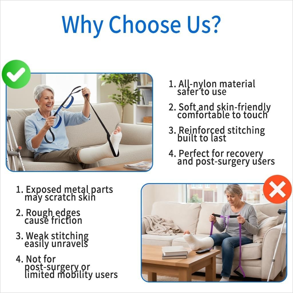 42 Inch Leg Lifter Strap Hand Grip Adult Senior Elderly,Long Legs Mobility aids