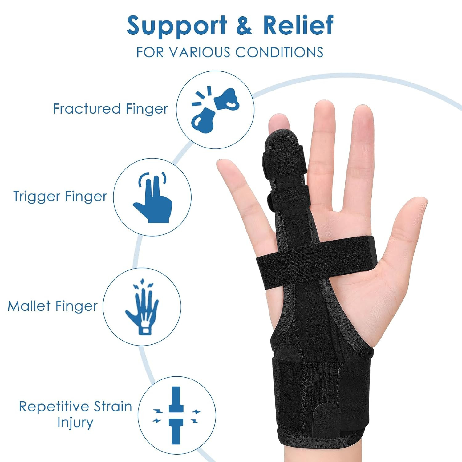 Full Trigger Finger Splint, Middle Finger Splint for Sprains, Pain Relief | H…