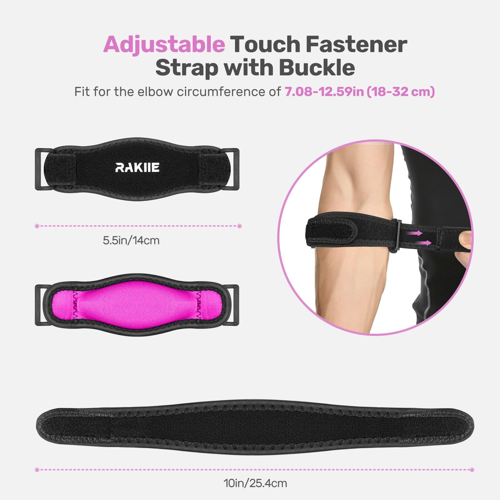 2 PCS Elbow Brace for Tendonitis Adjustable Golf Tennis Elbow Relief Rose