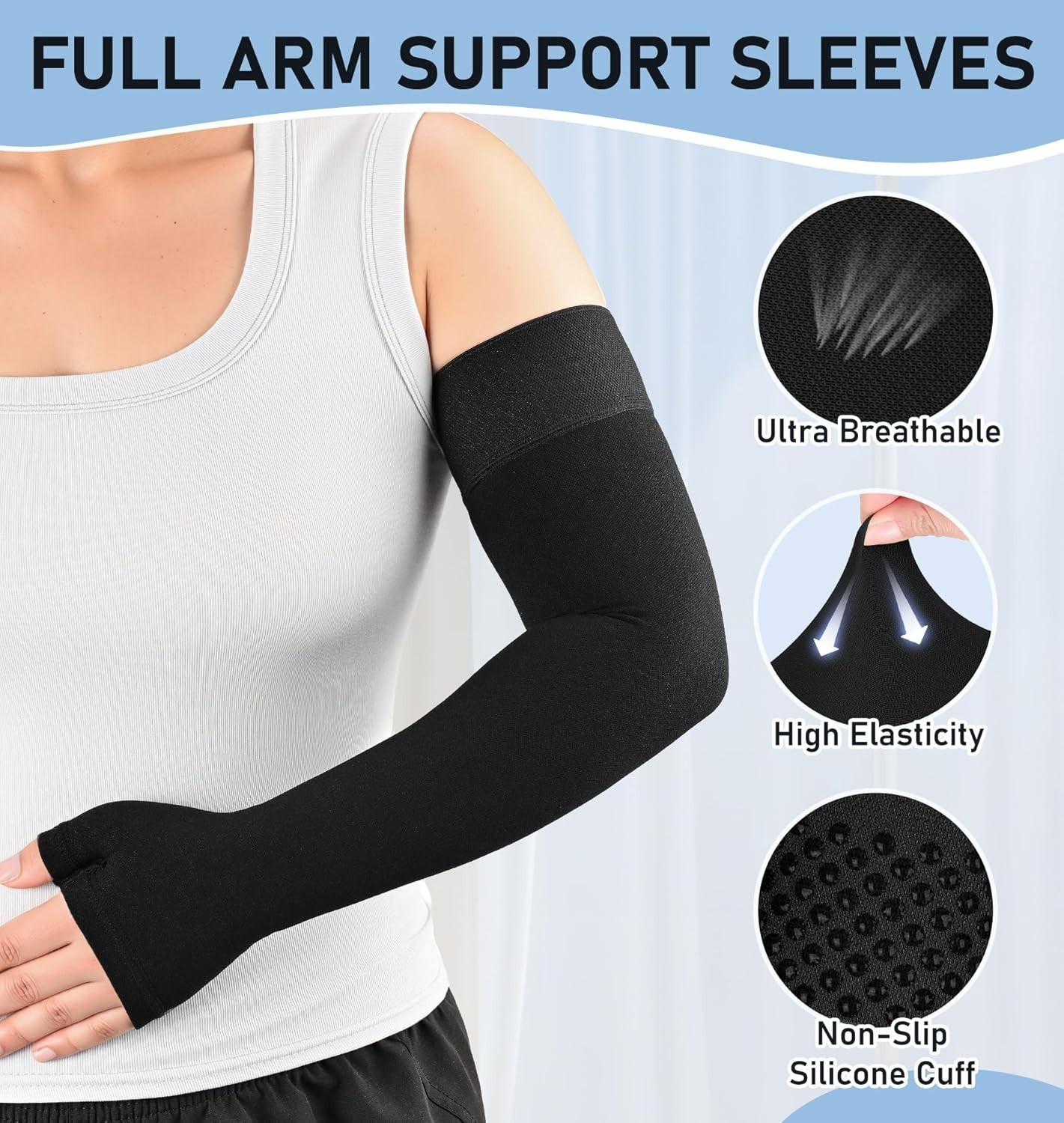 KEKING Lymphedema Compression Arm Sleeve with Gauntlet, 15-20 mmHg Graduated …