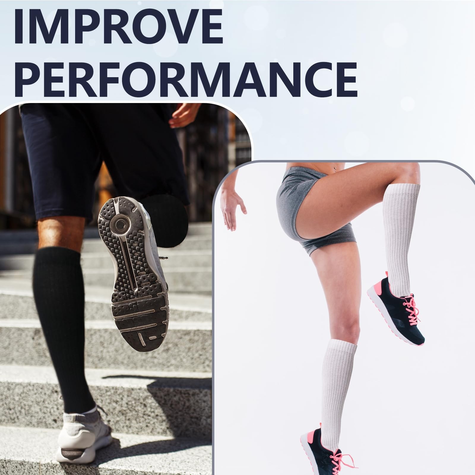 +MD Cotton Compression Socks for Women & Men 4 Pairs 15-20mmHg Knee High for …