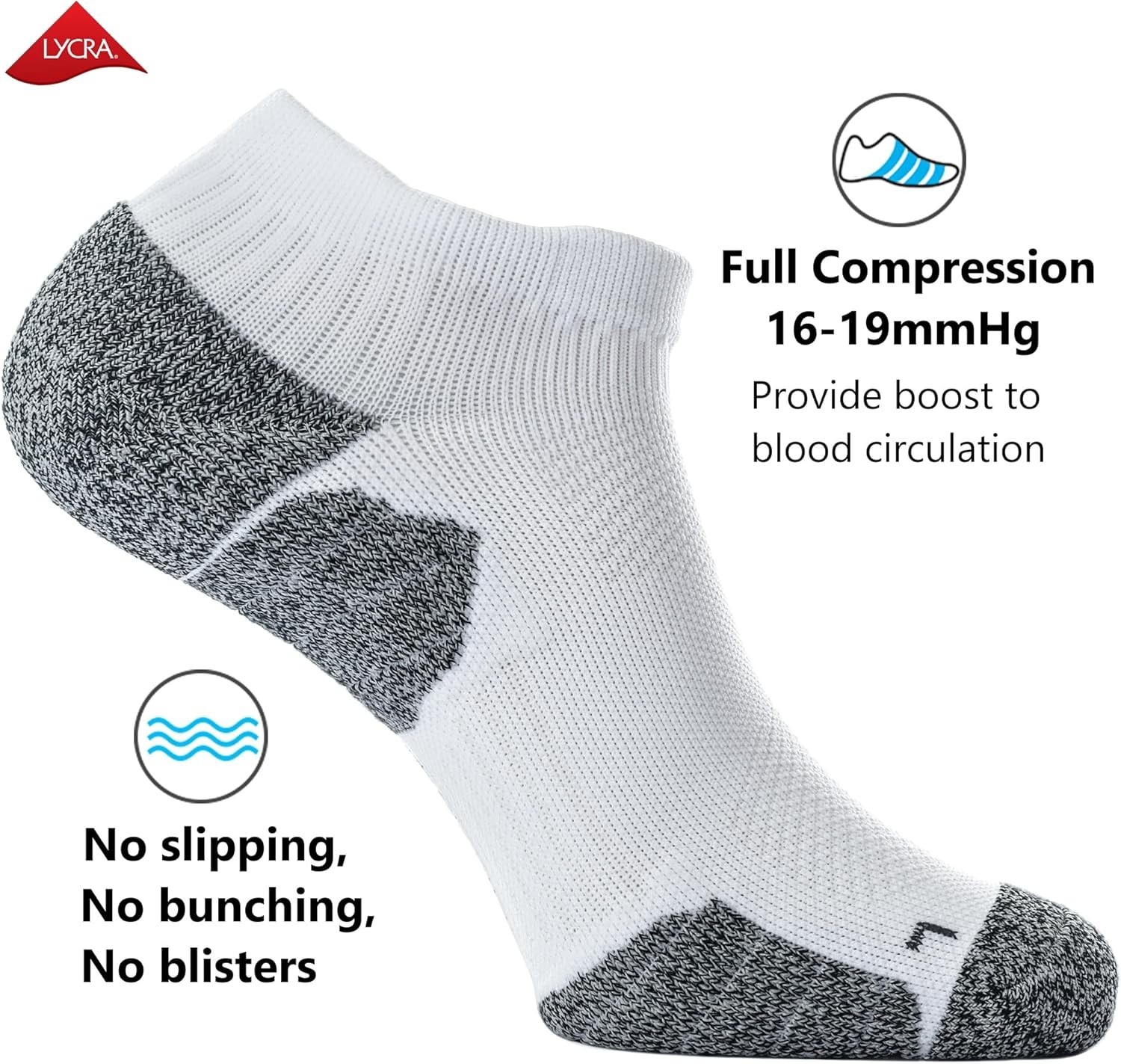 3-Pair Pack of Cushioned Ankle Socks with Compression Fit – Ideal for All Sports