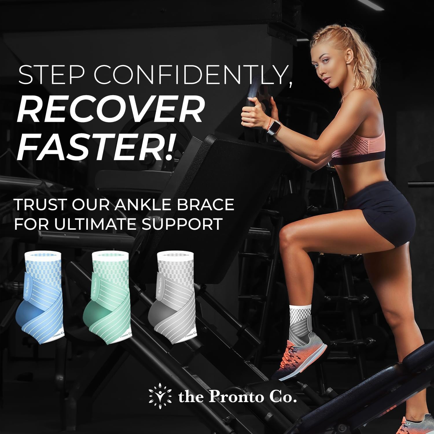 Ankle Brace Compression Sleeve 4 Pack Adjustable Strap Plantar Fasciitis Support