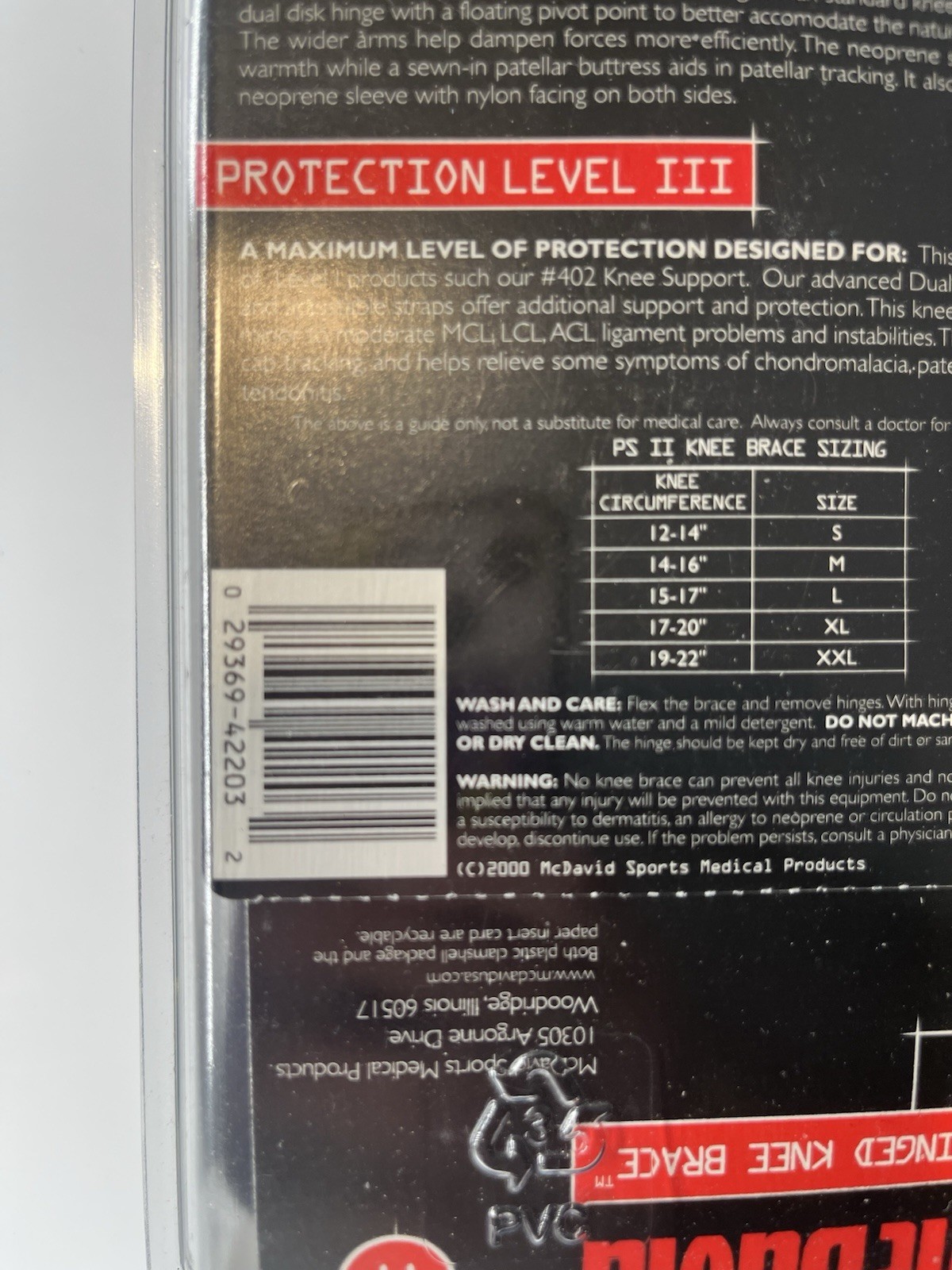 McDavid 422R Hinged Knee Support, Knee Brace Protection Level lII Medium New￼