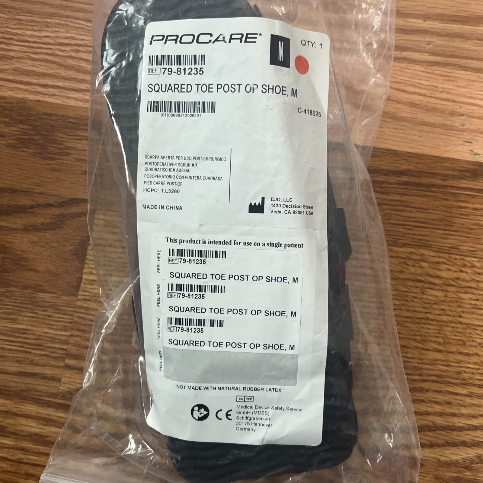 ProCare Squared Toe Post-Op Shoe Size: Medium