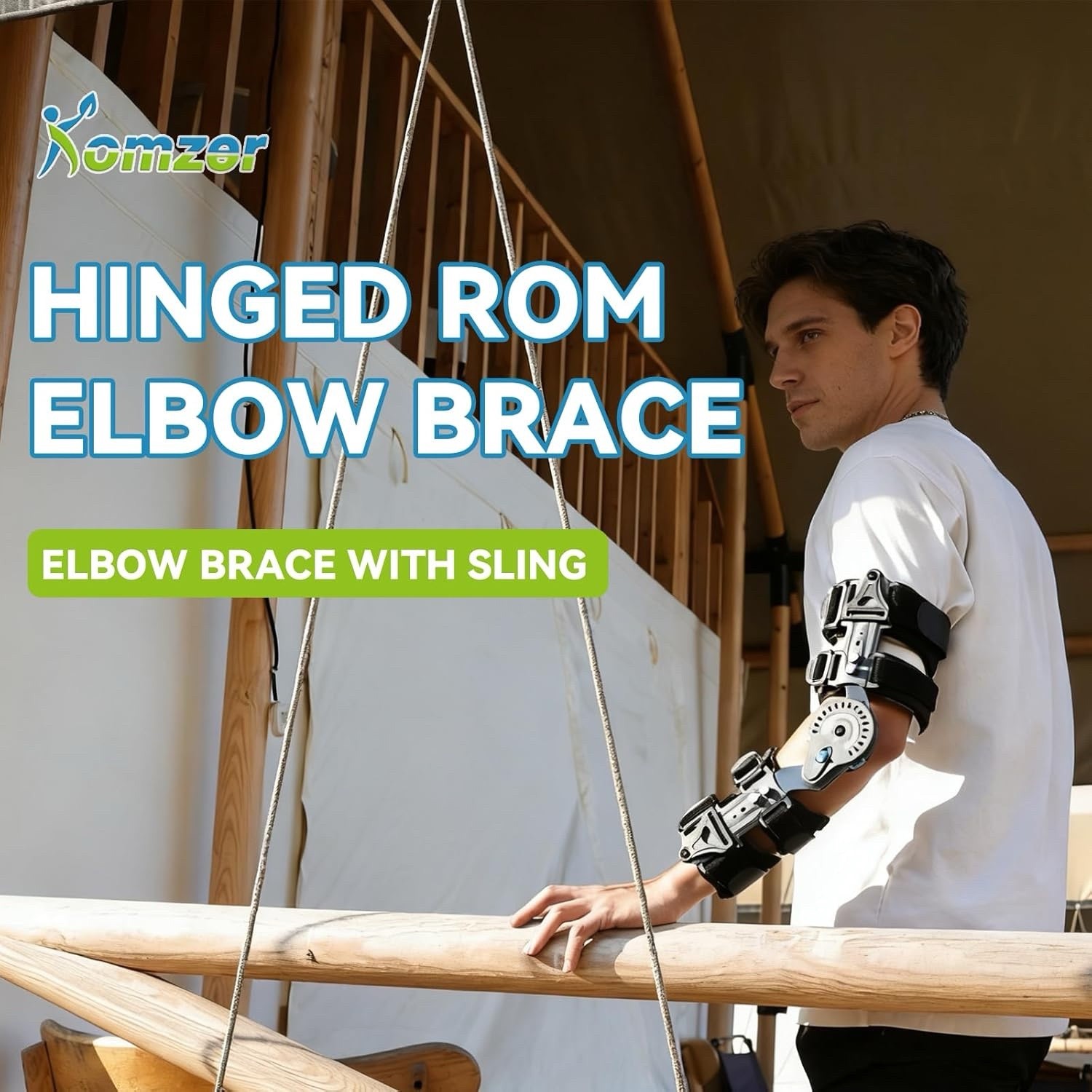 Hinged ROM Elbow Brace, Adjustable Post-Op Splint Stabilizer Left 2974N