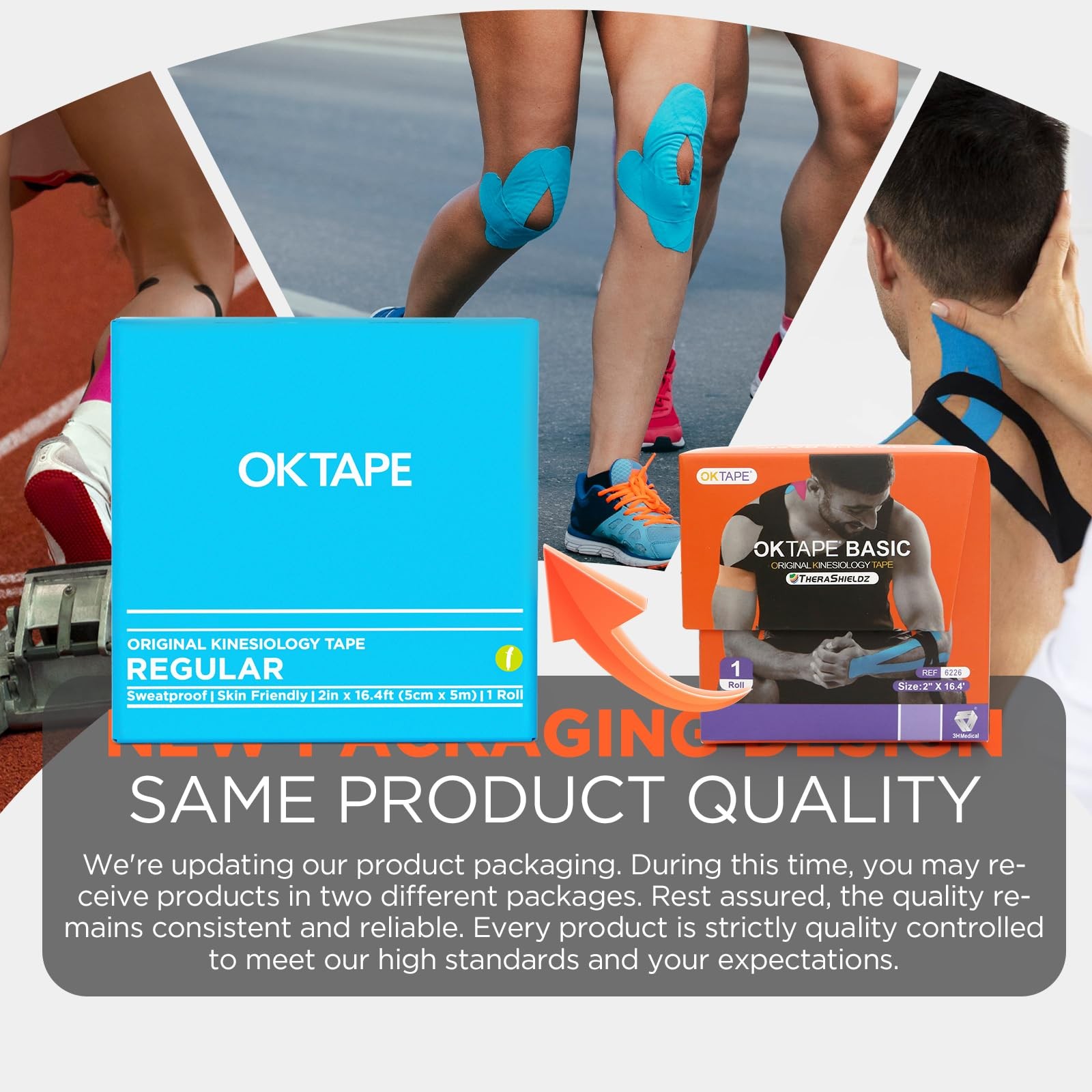 OK TAPE Kinesiology Tape, Regular Original Cotton Elastic Athletic – Light Blue