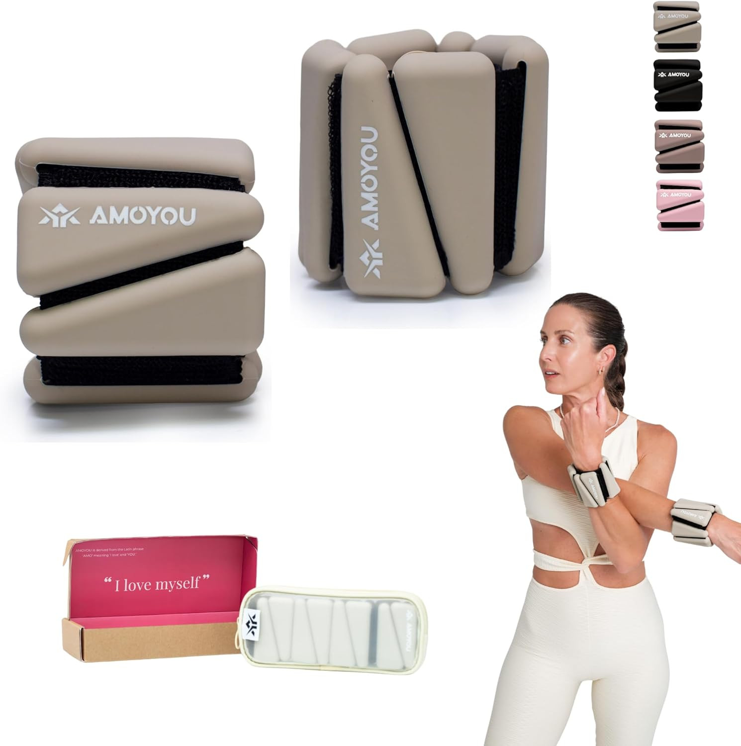 Wrist & Ankle Weights for Women – 2 Lb Total, 1 Lb Each | Weighted Bangles | Adj