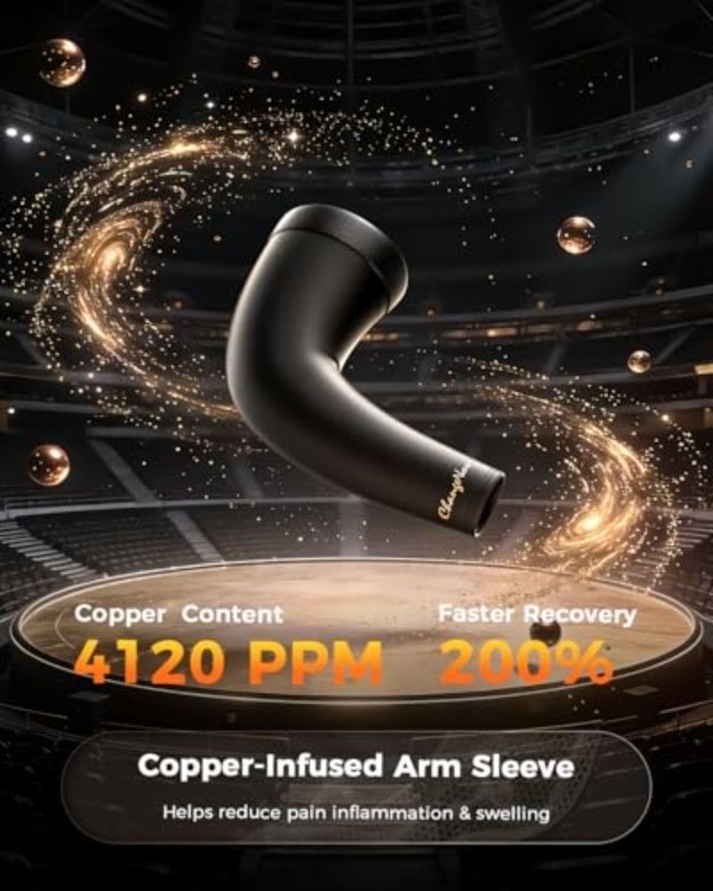 Copper-Infused Compression Arm Sleeve for Men & Women [Stronger Support & Perfec