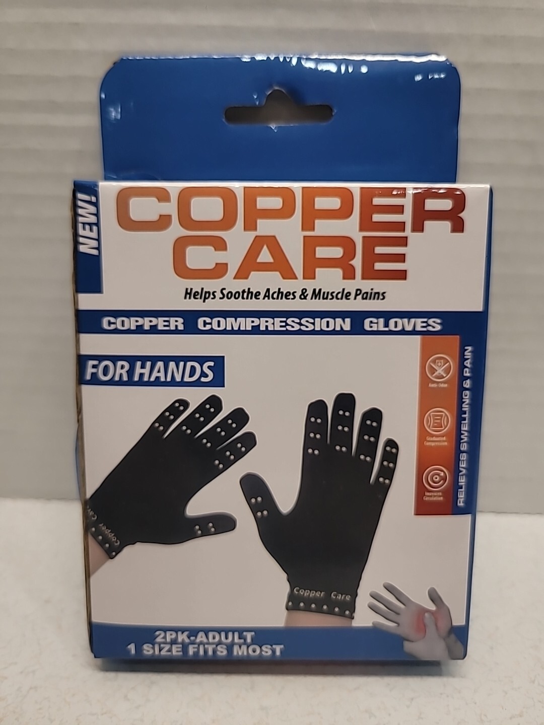 Copper Care 1 Pair Of Compression Gloves Adult 1 Size Fits Most NIP