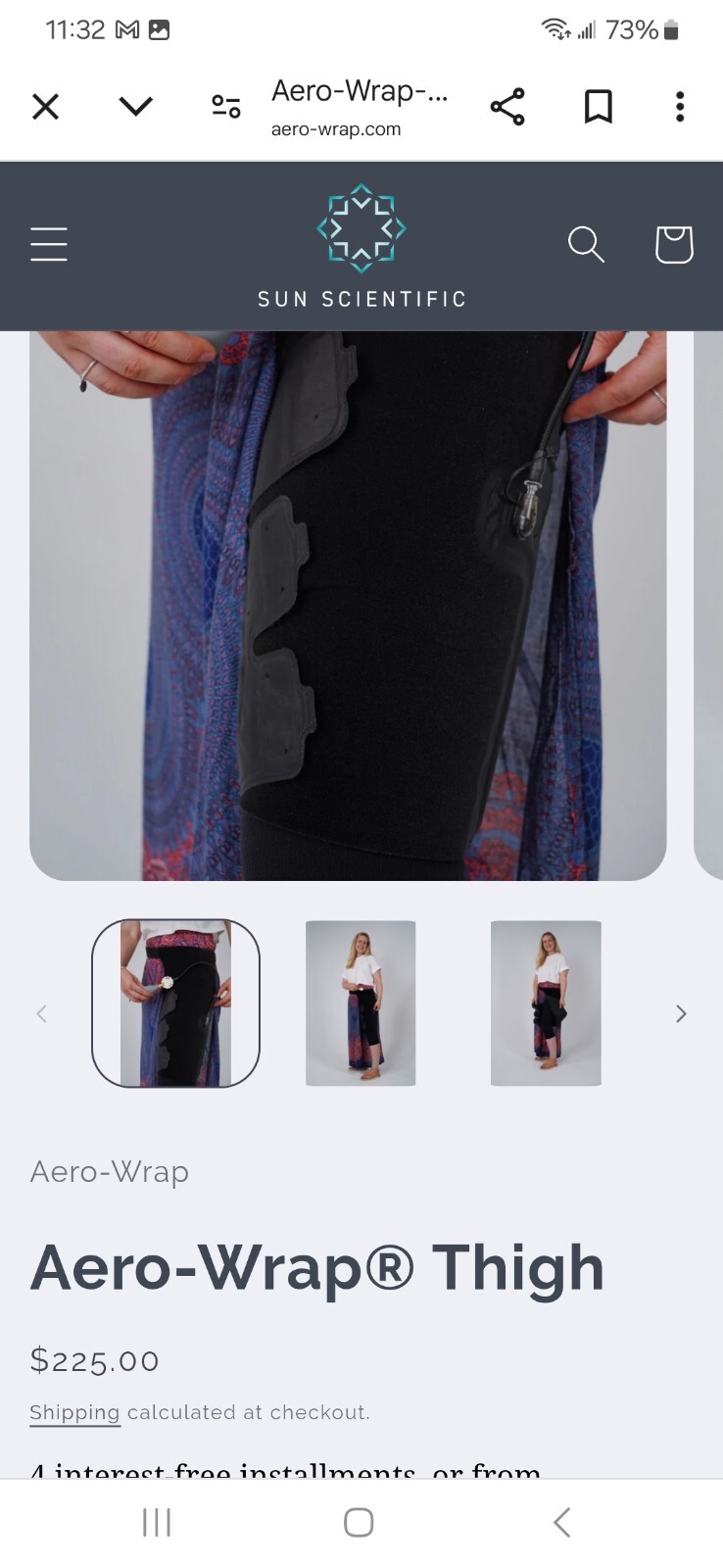 Sun Scientific Aero-Wrap Thigh Compression System – Medium-large Right.Brand New
