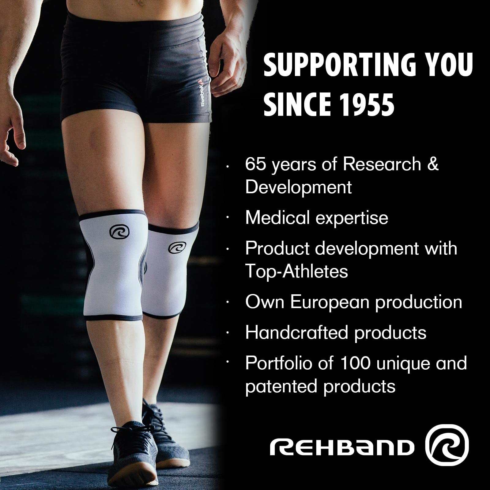 Rehband patella-stabilizing knee support, 1 piece, 3mm Small, Black – 1 Piece