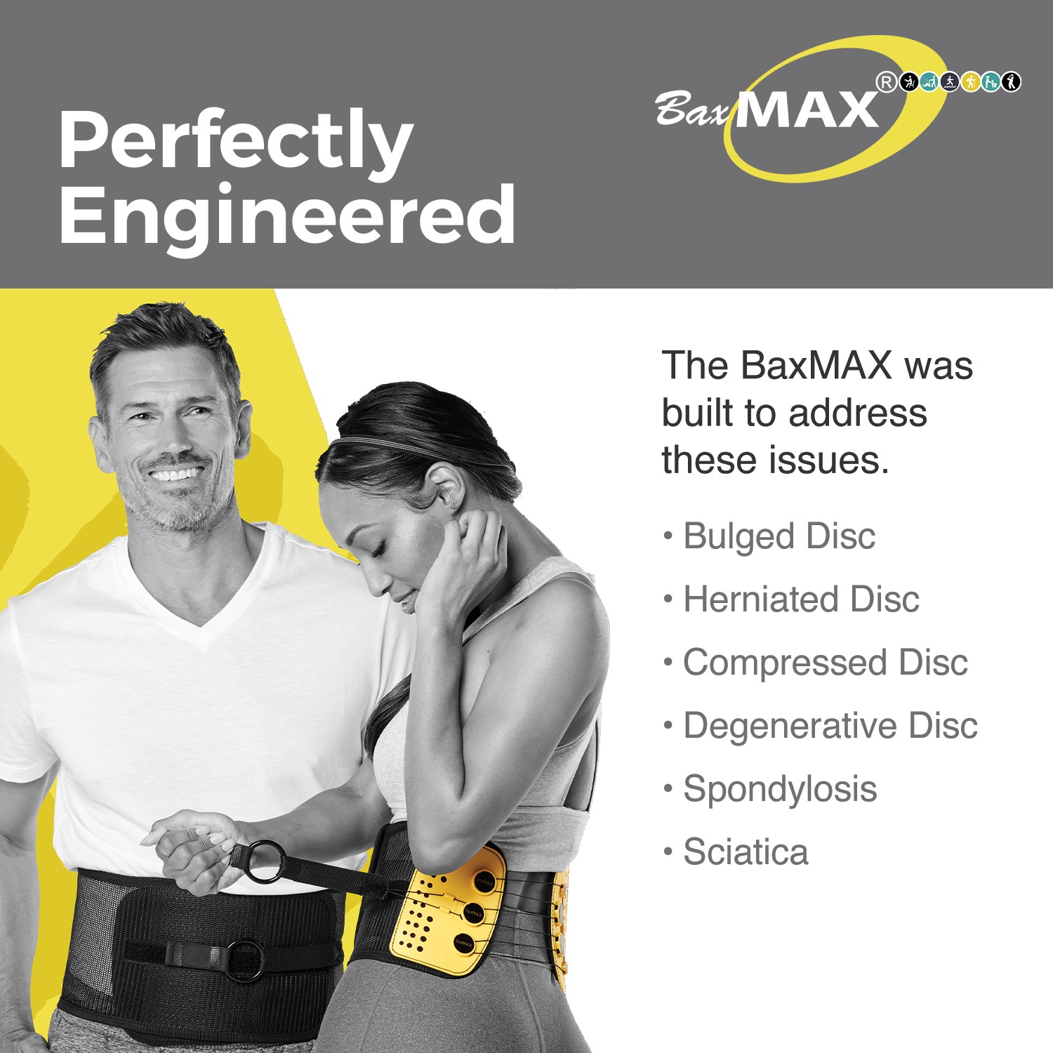 BaxMAX Adjustable Back Brace with 5-to-1 Compression Pulley System for Lumbar