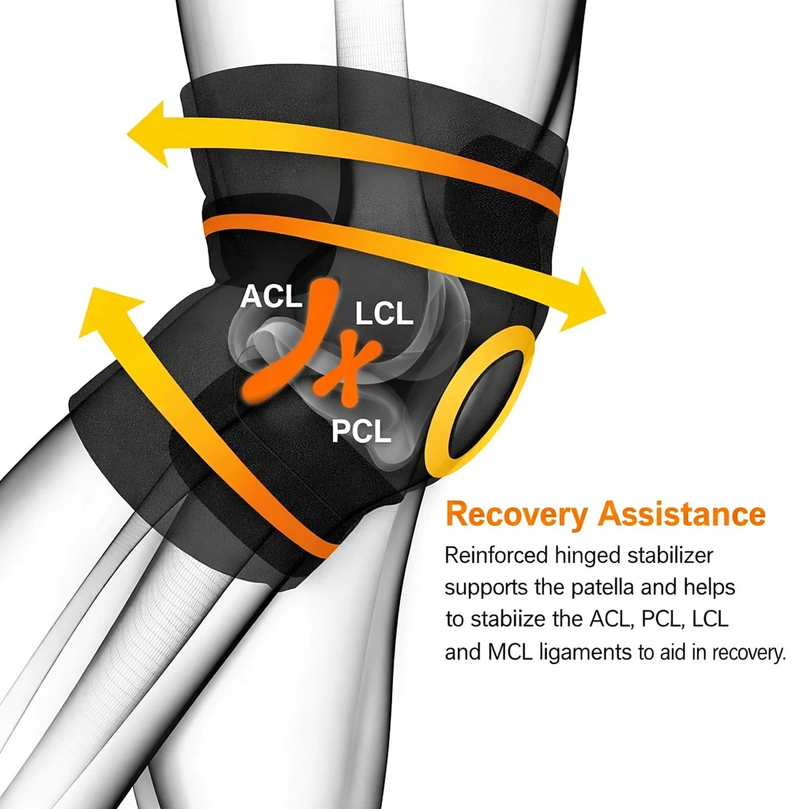 Knee Brace Hinged Compression Sleeve Joint Support Patella Stabilizer Arthritis