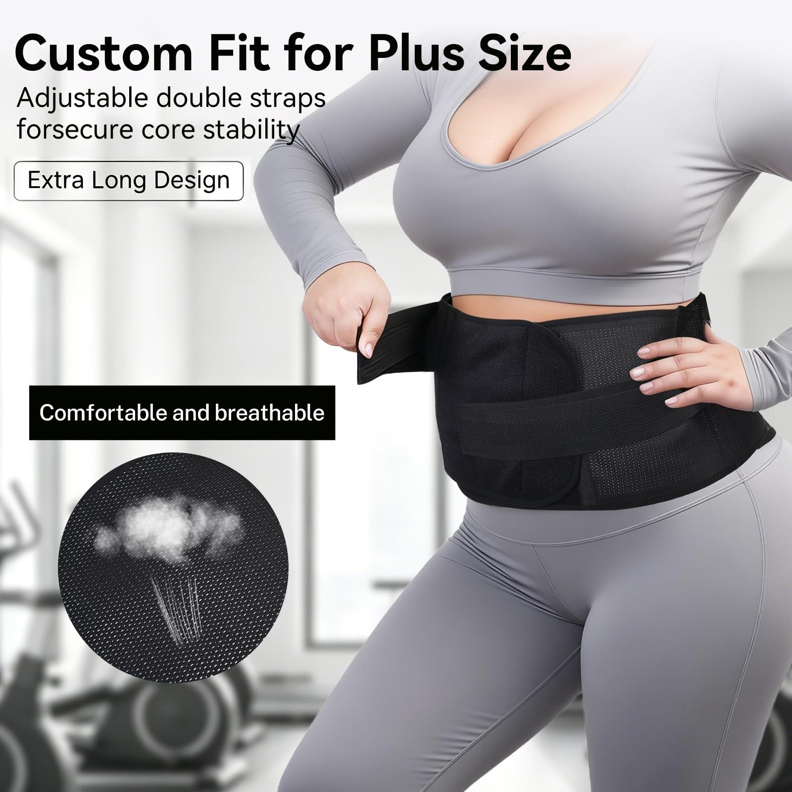 FAMJOALE Plus Size Back Brace for Lower Pain Relief, XXX-Large, Black