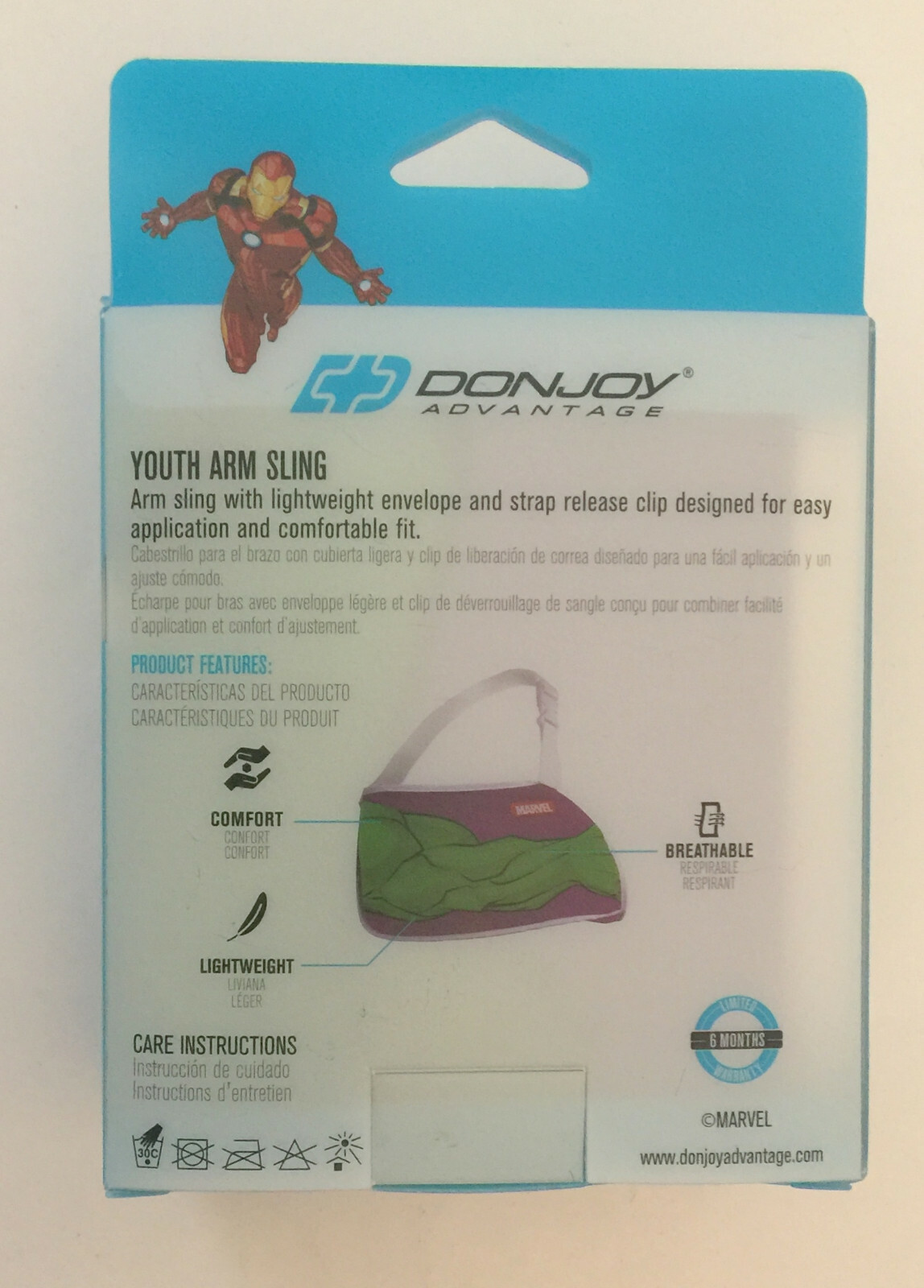 DonJoy Advantage Marvel Avengers Adjustable Arm Sling W/ Release Clip-PEDIATRIC