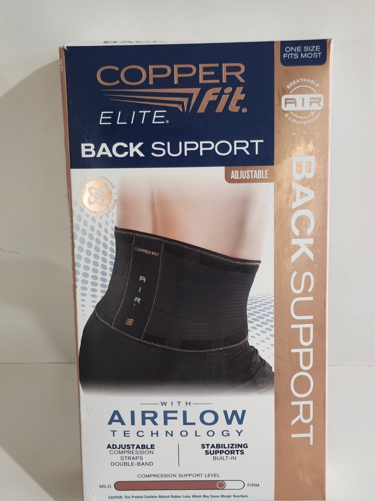 Copper Fit Elite Back Support AirFlow Back Brace Adjustable Double-Band 30-50″