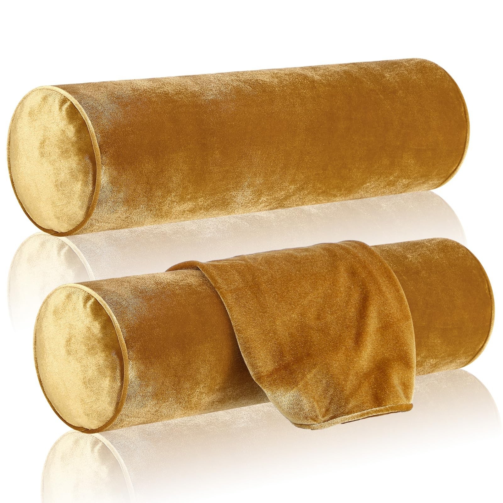 2 Pcs Luxury Velvet Round Pillowcase 4 x 17 Inches Cervical Neck Roll Bolster…