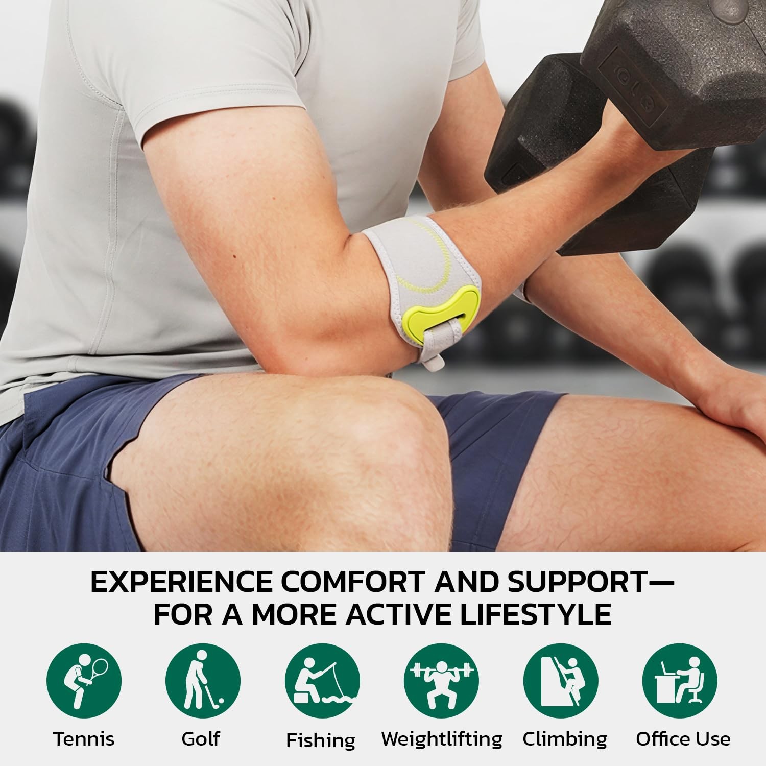 Tennis Elbow Brace for Men & Women, Adjustable Counterforce Brace with Gel Pa…