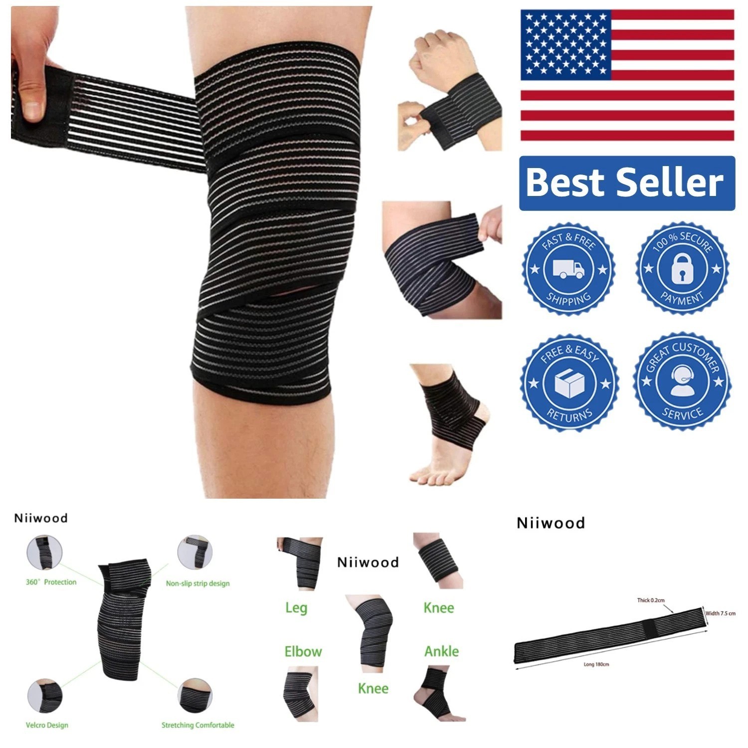 Silk Compression Bandage for Knee and Ankle – Eases Pain & Reduces Swelling