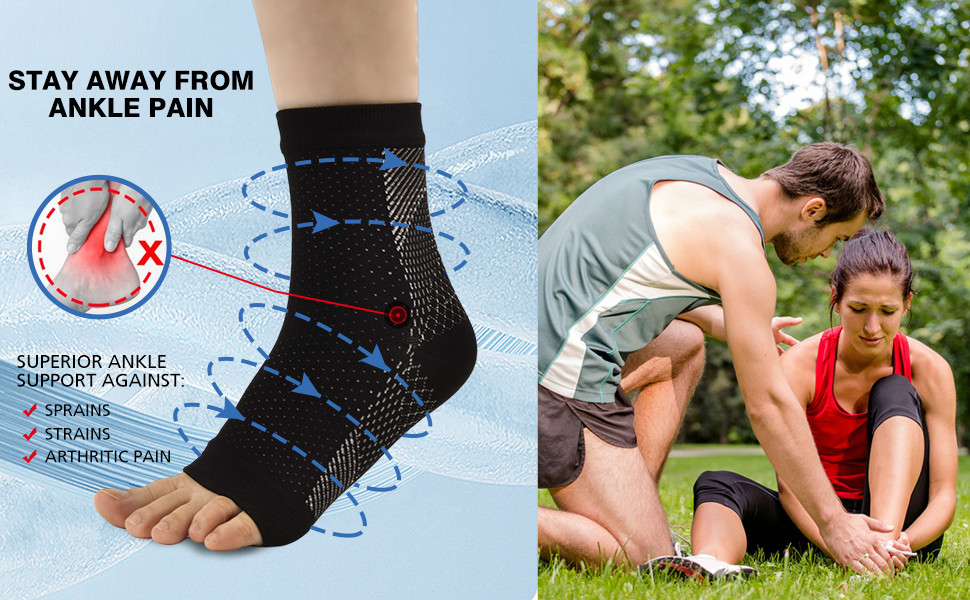4 Pairs Socks Ankle Brace And Tendonitis Compression Sock Black (L-XL).