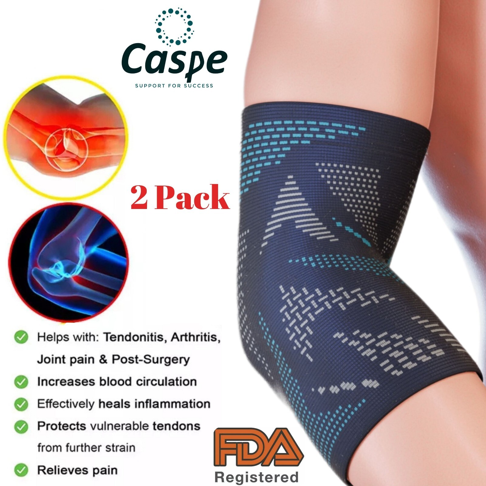 2X Elbow Brace Support Sleeve Arthritis Tendonitis Arm Joint Pain Gifts for Men