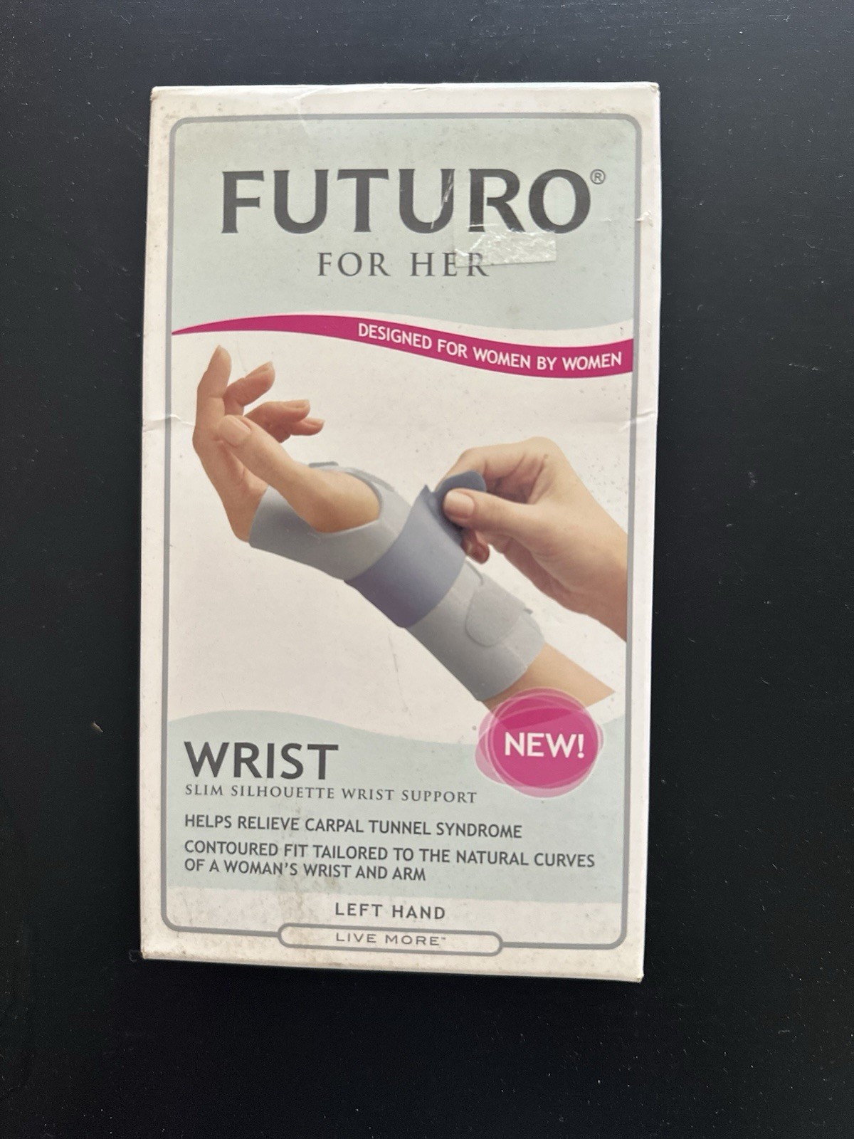 FUTURO For Her Left Hand Wrist Support Brace Carpal Tunnel Adjustable, Made USA