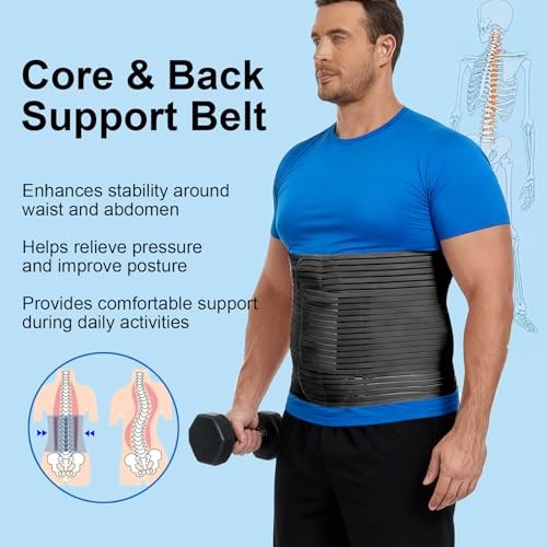 Abdominal Binder, 12-Inch Wide Elastic Belly Wrap for Plus Size X-Large Black