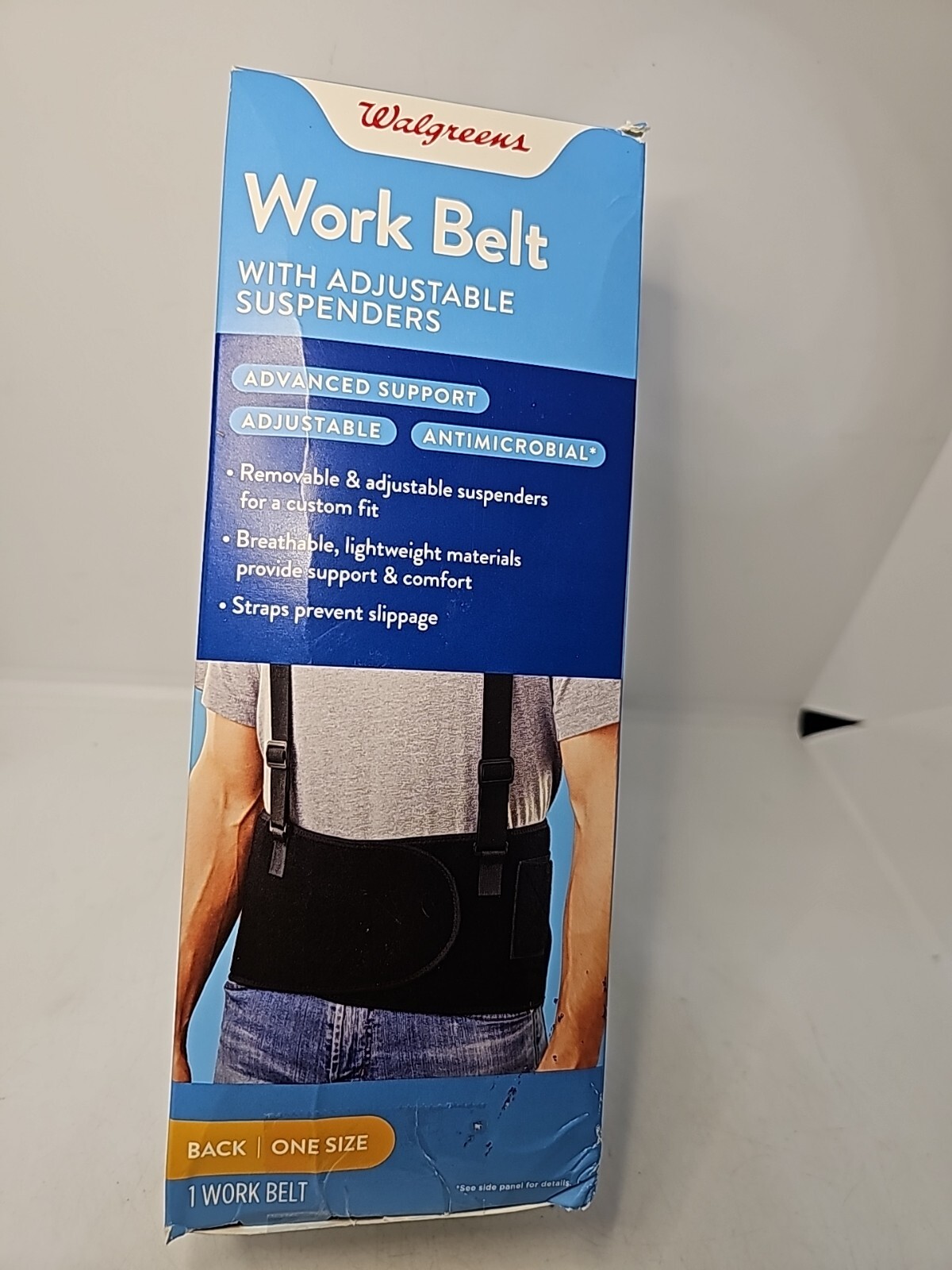 Work Belt With Adjustable Suspenders Advanced Support Antimicrobial Back One Siz