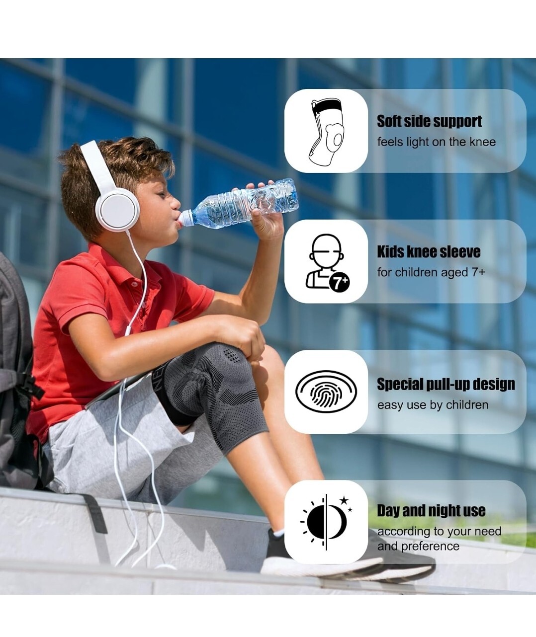 NEENCA Kids Knee Brace Sleeve, Youth Knee Compression Sleeve for Children