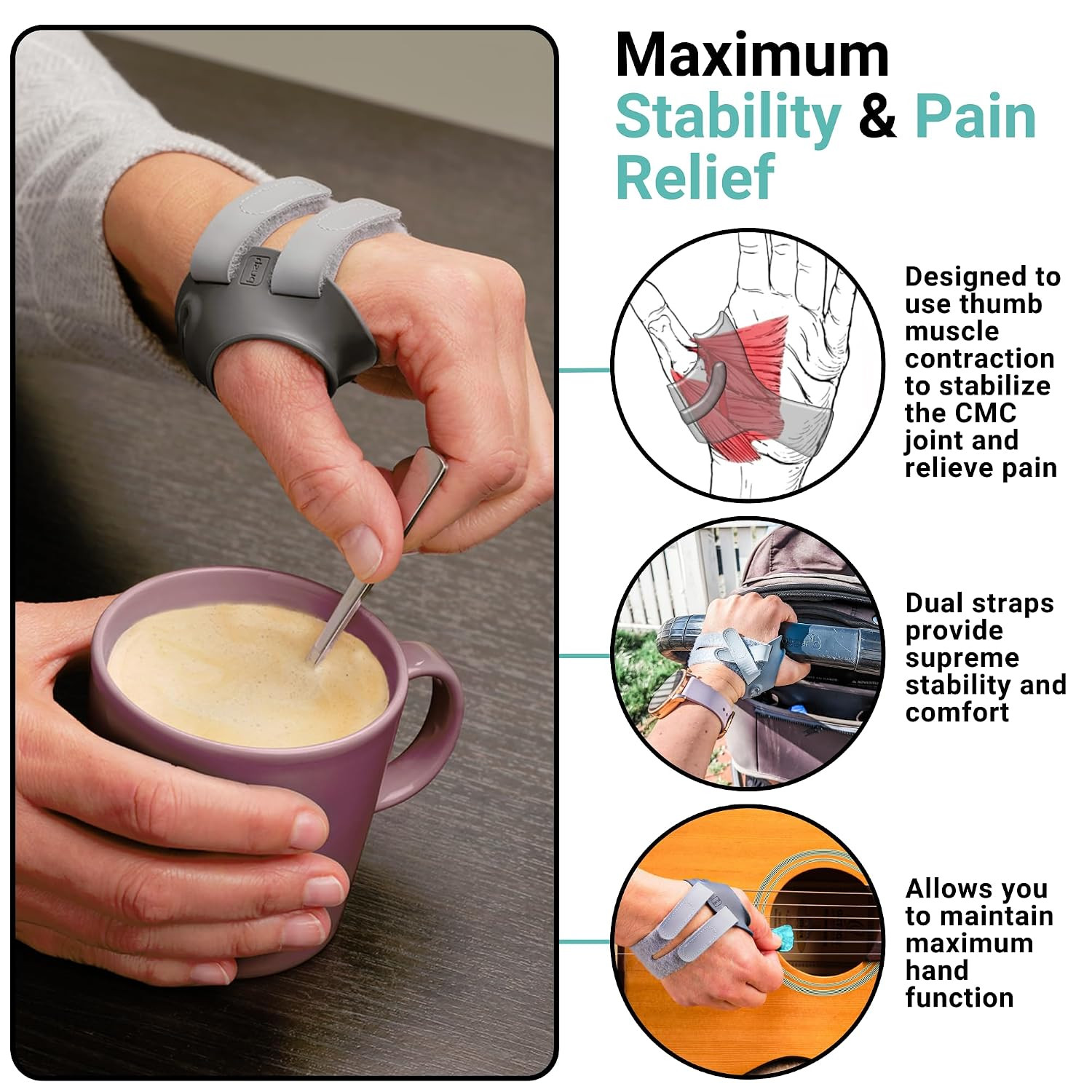 PUSH Metagrip CMC Thumb Brace for Arthritis Pain Relief | Thumb Stabilizer & Sup
