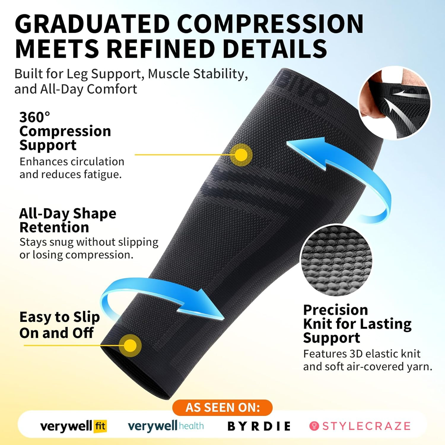 Calf Compression Sleeve Men & Women- Shin Splint Brace Support for Legs Pain Rel