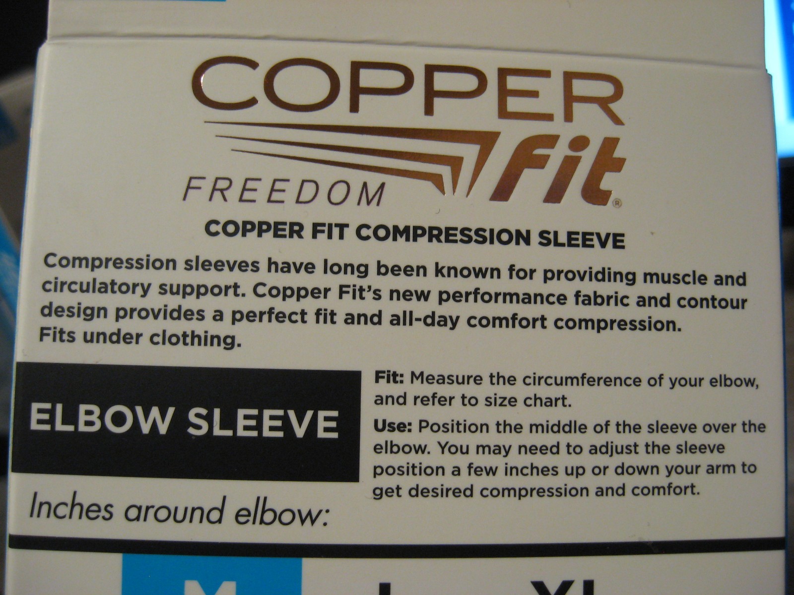 Copper Fit Infused Elbow Sleeve – Compression – Black – Unisex – Med 8.5″ to 10″