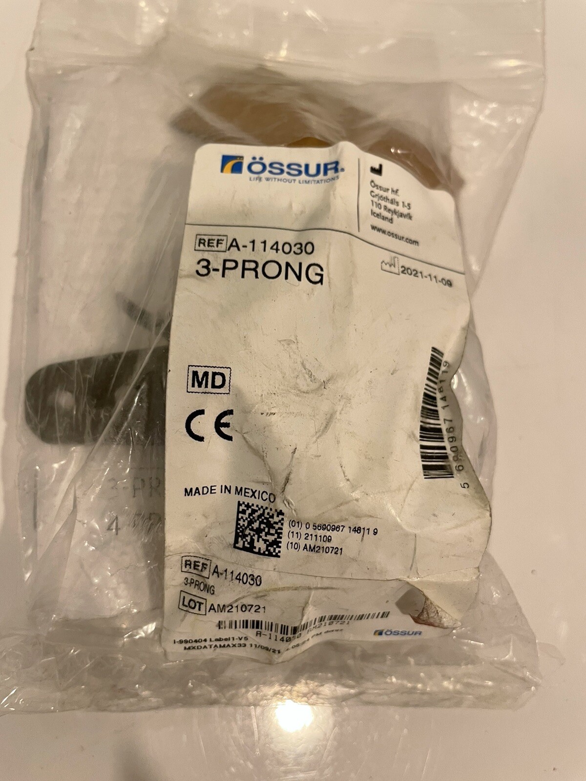Ossur A-114030 3 Prong Socket Adapter Brace Bracket NEW! FREE SHIPPING!