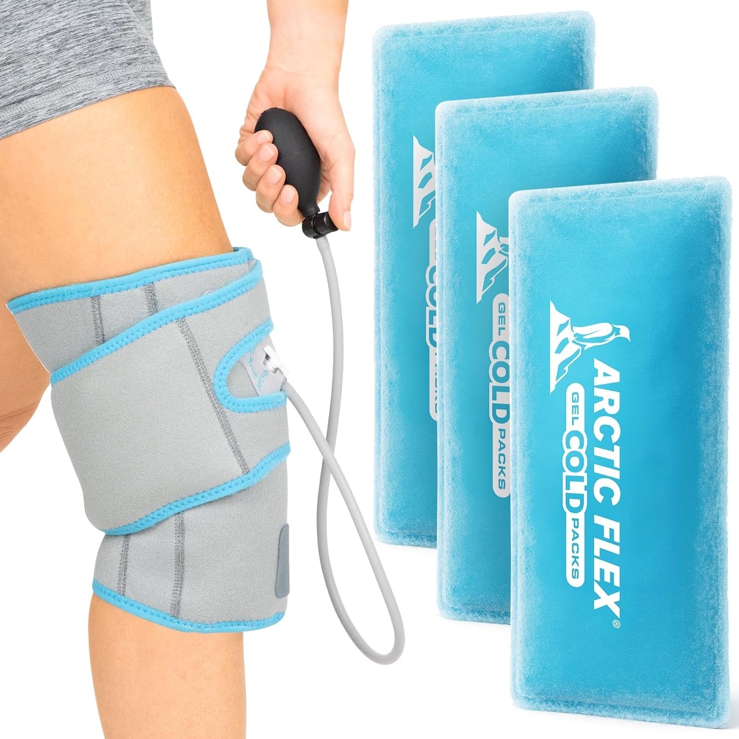 NEW Compression Knee Ice Wrap – Reusable Brace with Air Pump – Hot/Cold Therapy