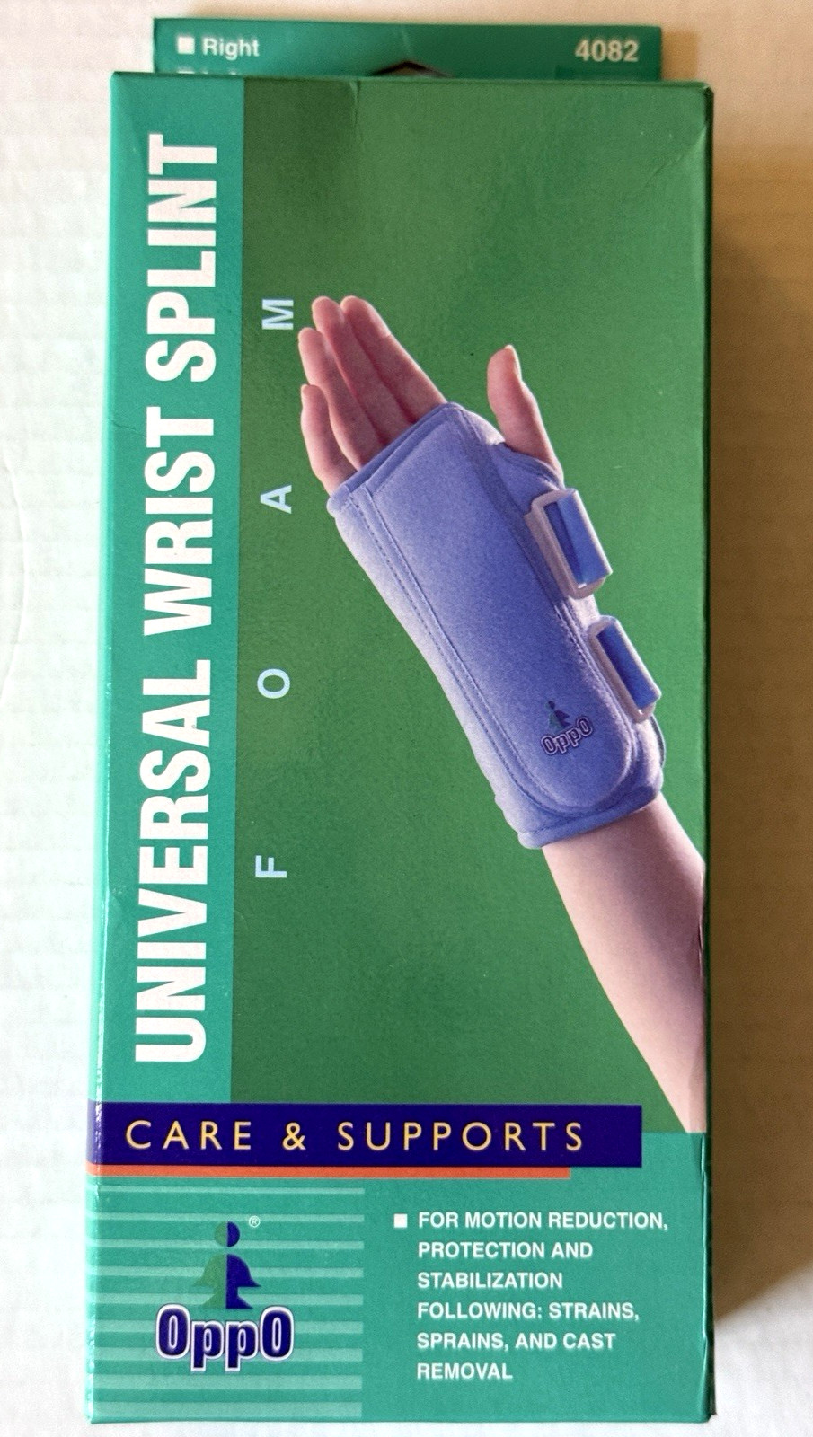 OppO Blue Universal Wrist Splint Brace 4082 Left Hand One Size 8″ Strain Sprain