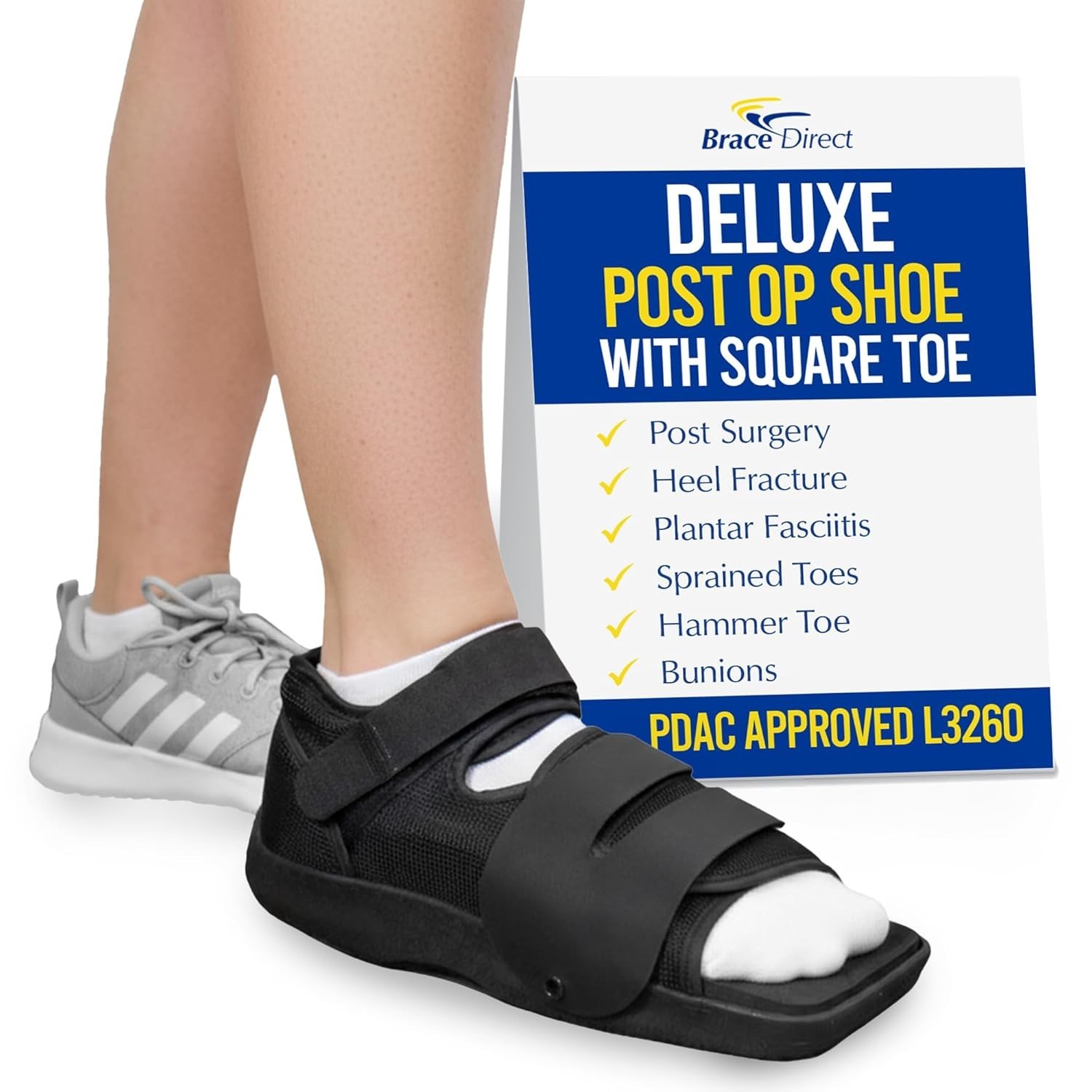 Deluxe Post Op Shoe for Broken Toe & Foot Surgery Recovery | Hard sole surgical