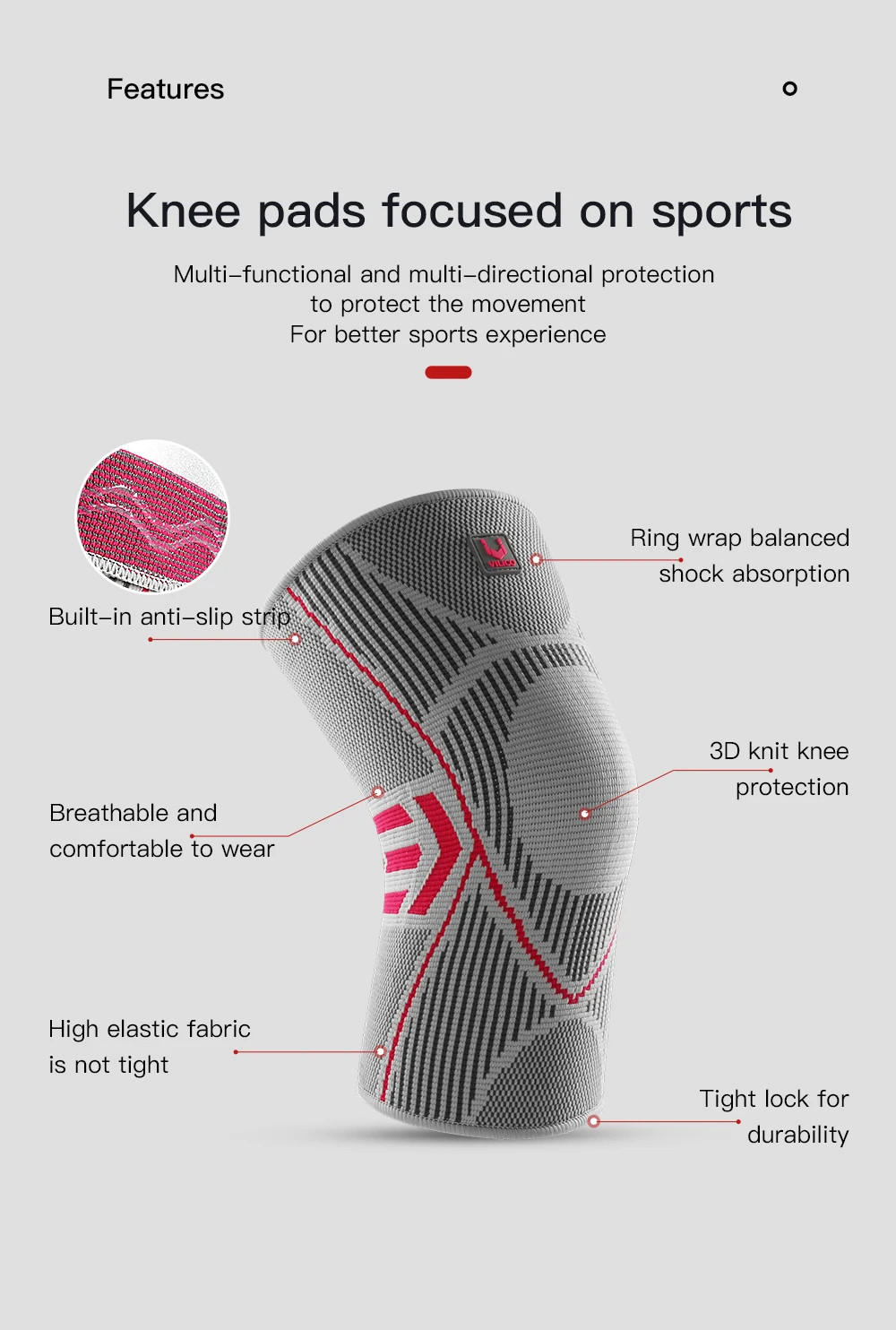 Professional Knee Support Compression Knee Sleeve Anti Slip Silicone Knee Braces