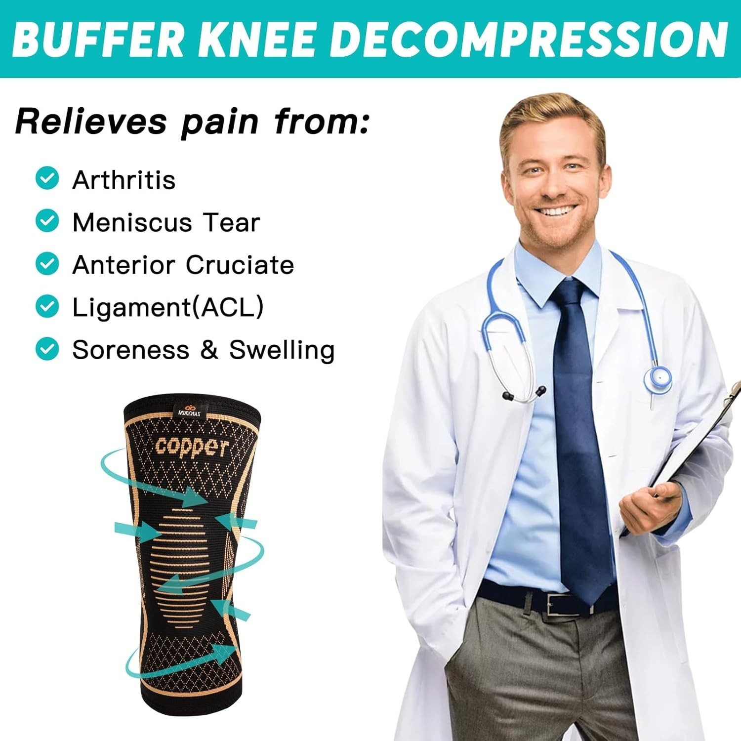 Rodillera compresion con estabilizadores para deporte dolor rodilla FULL US SIZE