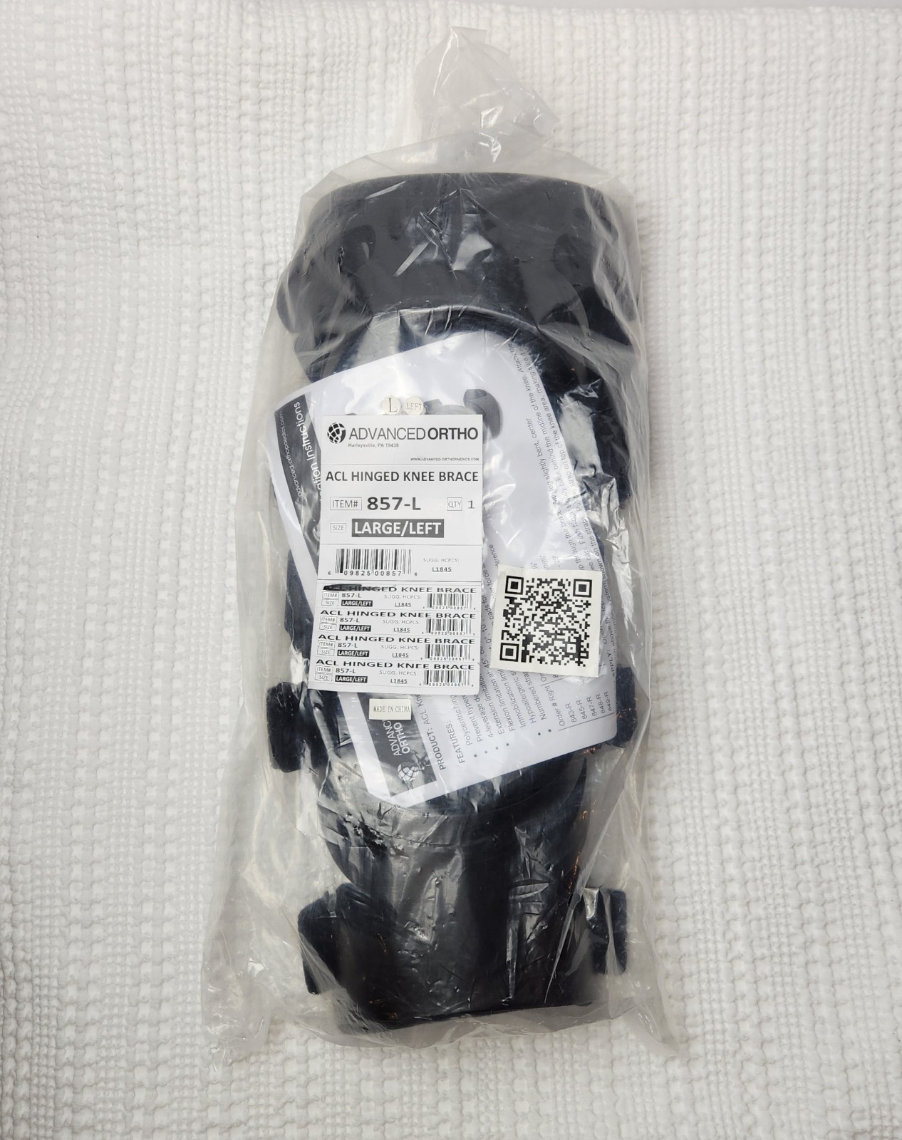 Advanced Ortho Hinged ROM Sports Knee Brace for ACL Large/Left – 857-L Unopened