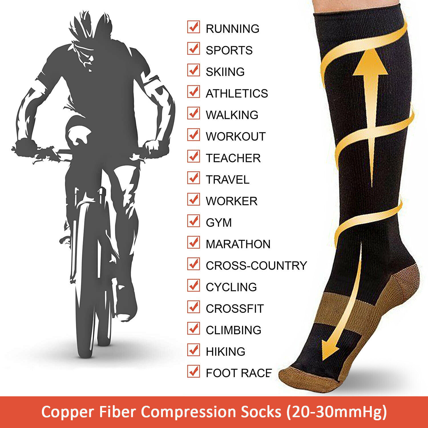6 Pairs Compression Socks Knee High 20-30mm Hg Graduated Support Men’s Women’s