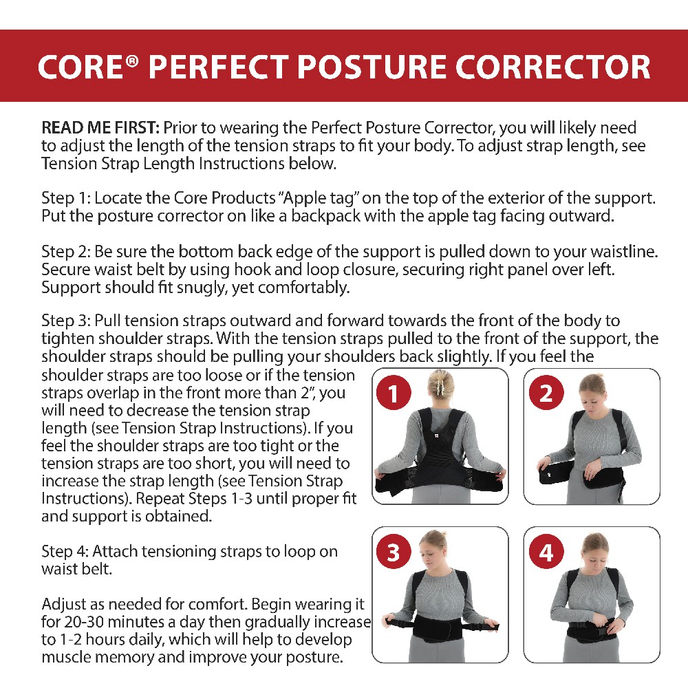 Core Products Perfect Posture Corrector, Fully Adjustable, Breathable Shoulder