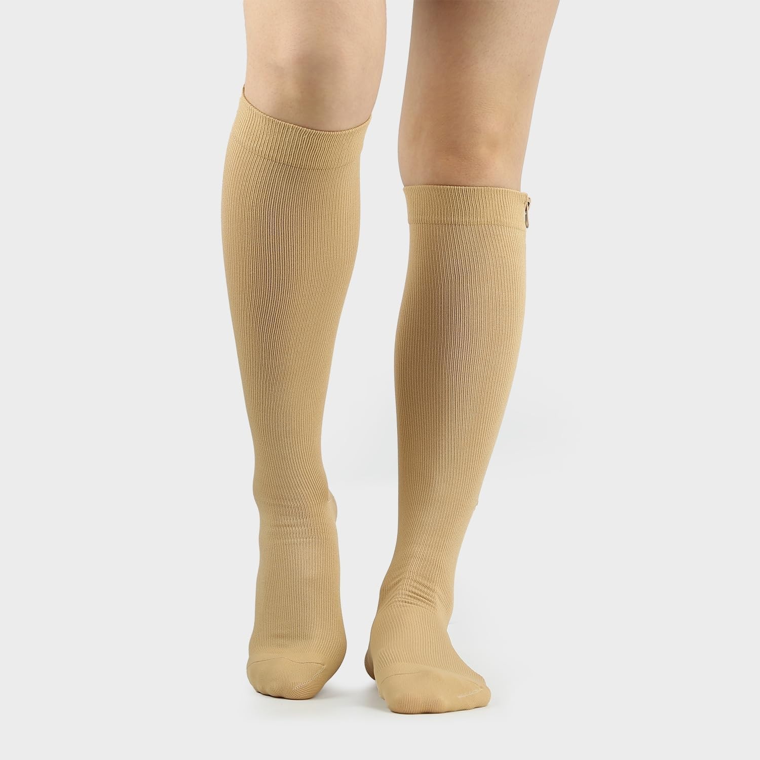 Zippered 15-20mmHg Compression Stockings for Everyday Use and Outdoor Activities