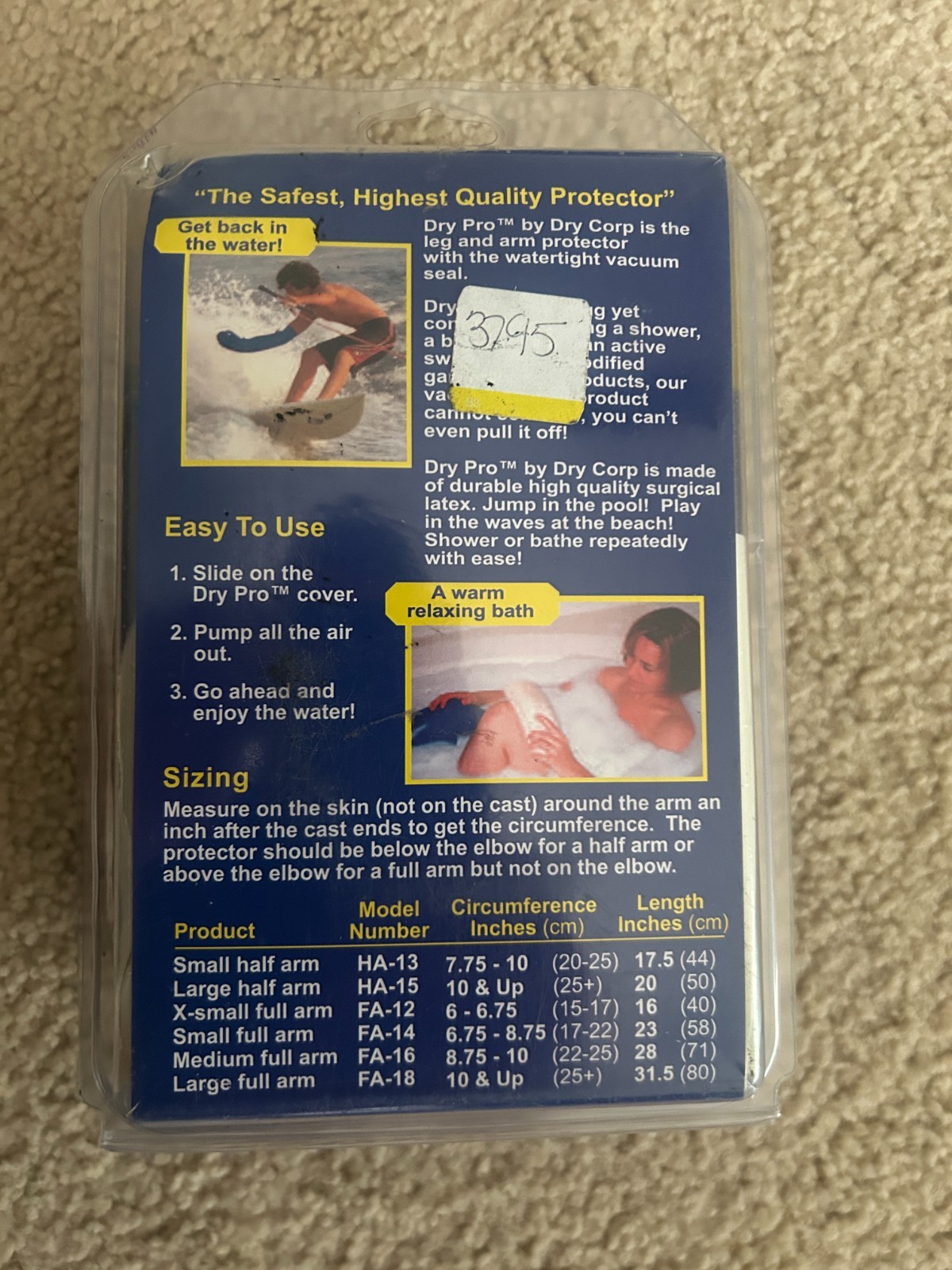 NEW DryPro Waterproof FA 16 Medium Full Arm Cast Protector, NEW Swim Shower